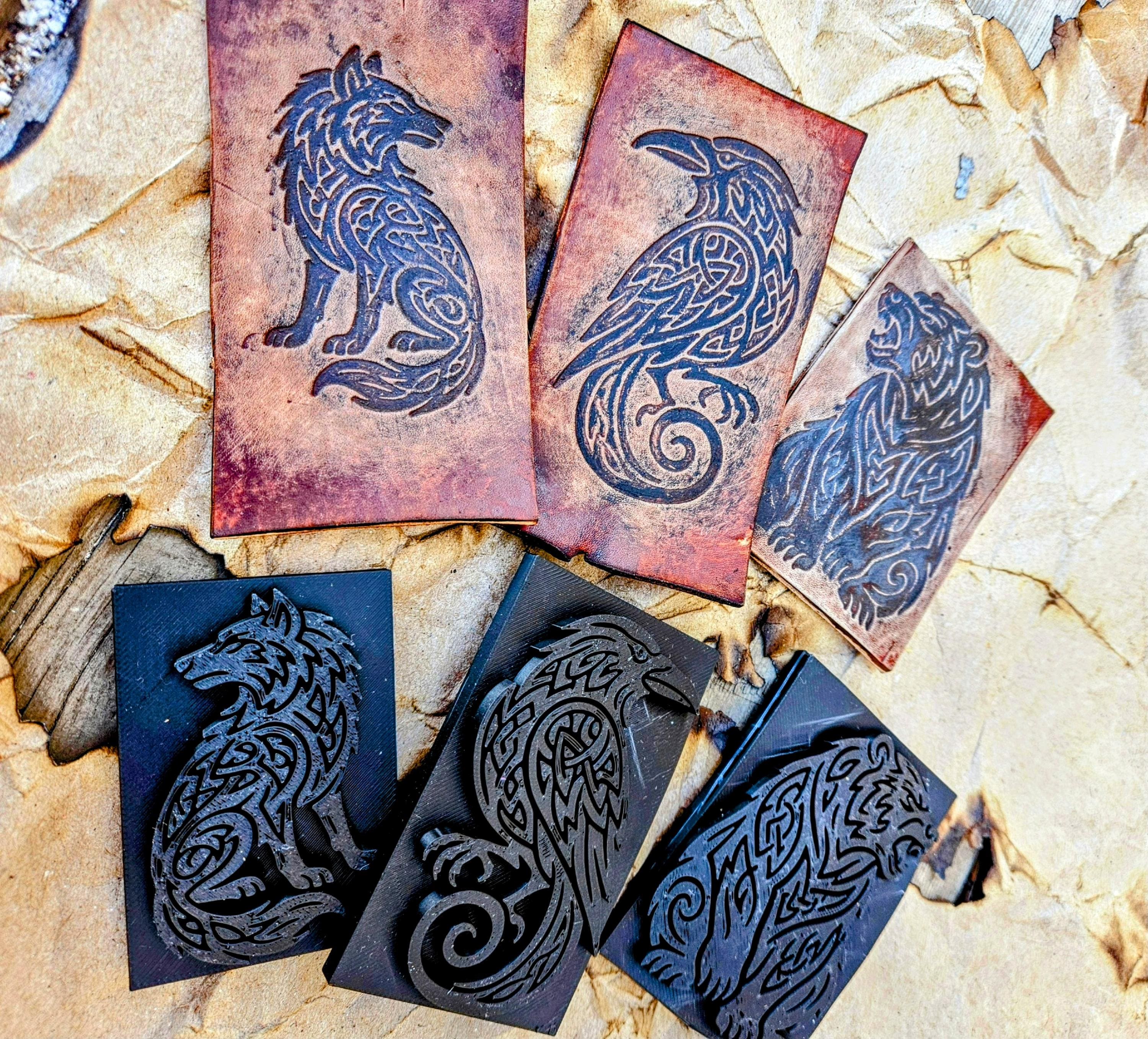 Celtic Animal Leather Stamp Set – Viking Knotwork, DnD Craft Tooling (6pcs)