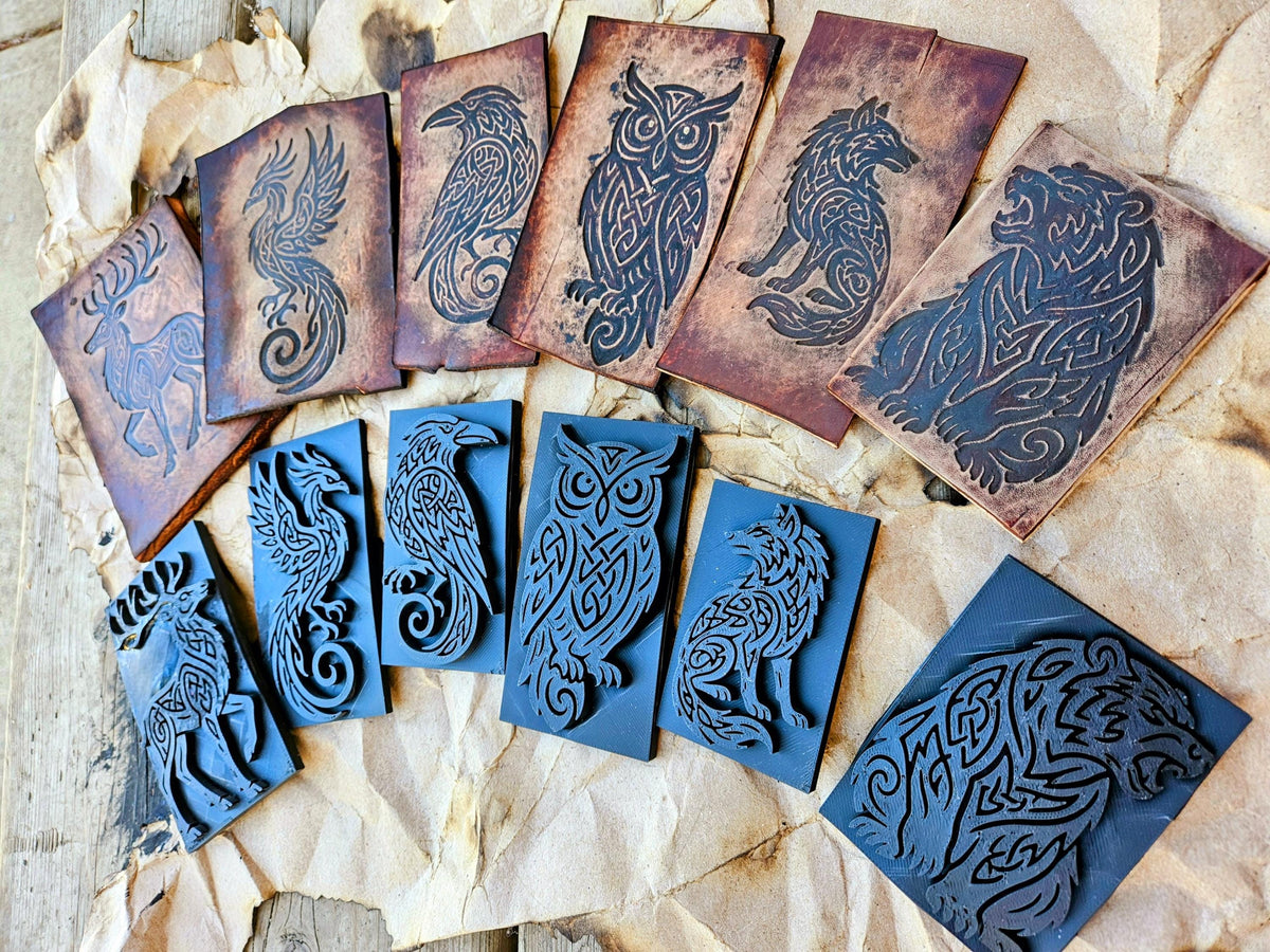 Celtic Animal Leather Stamp Set – Viking Knotwork, DnD Craft Tooling (6pcs)