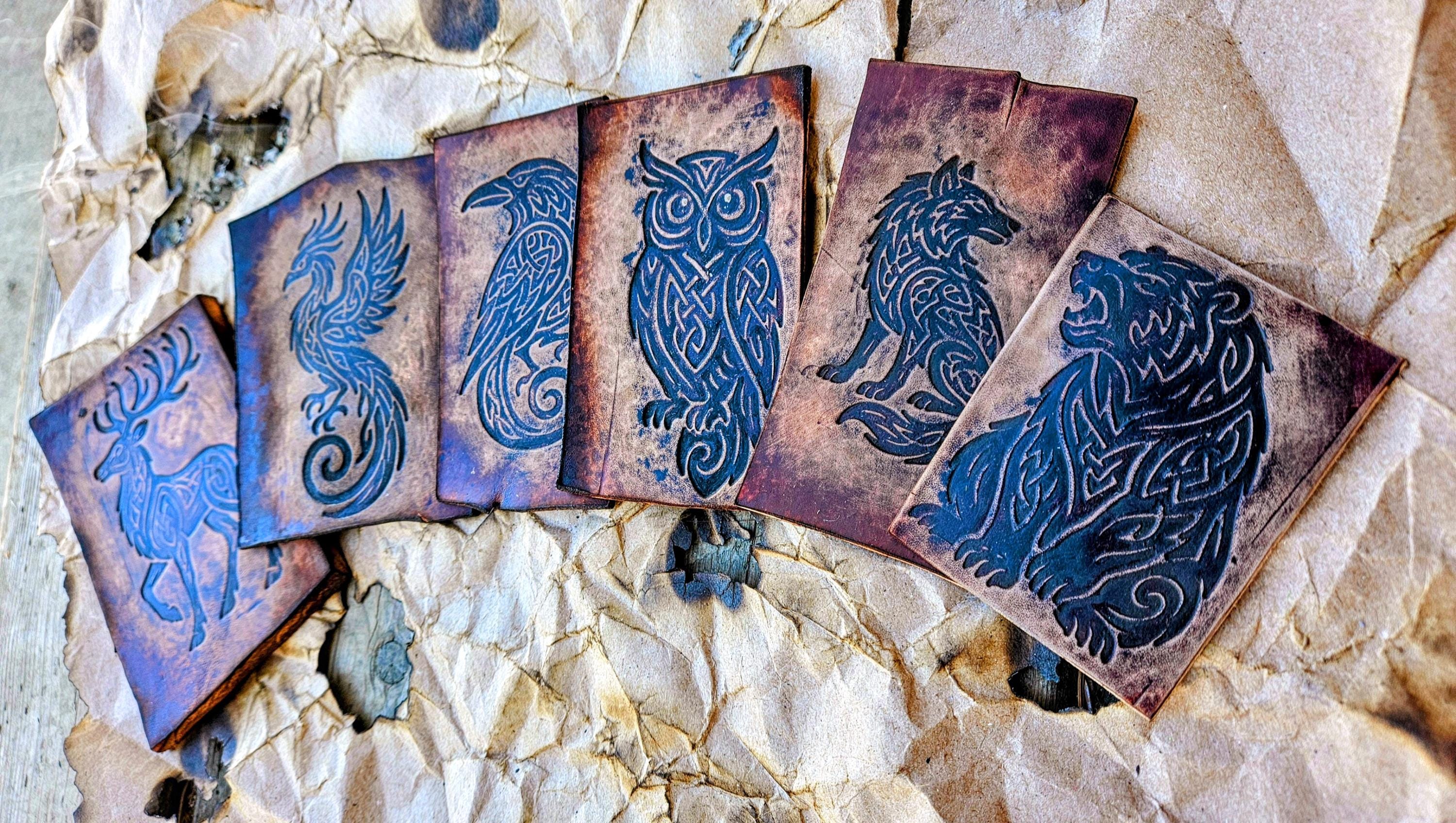 Celtic Raven Leather Stamp – Viking Knotwork Tool for Clay, Resin, Wax