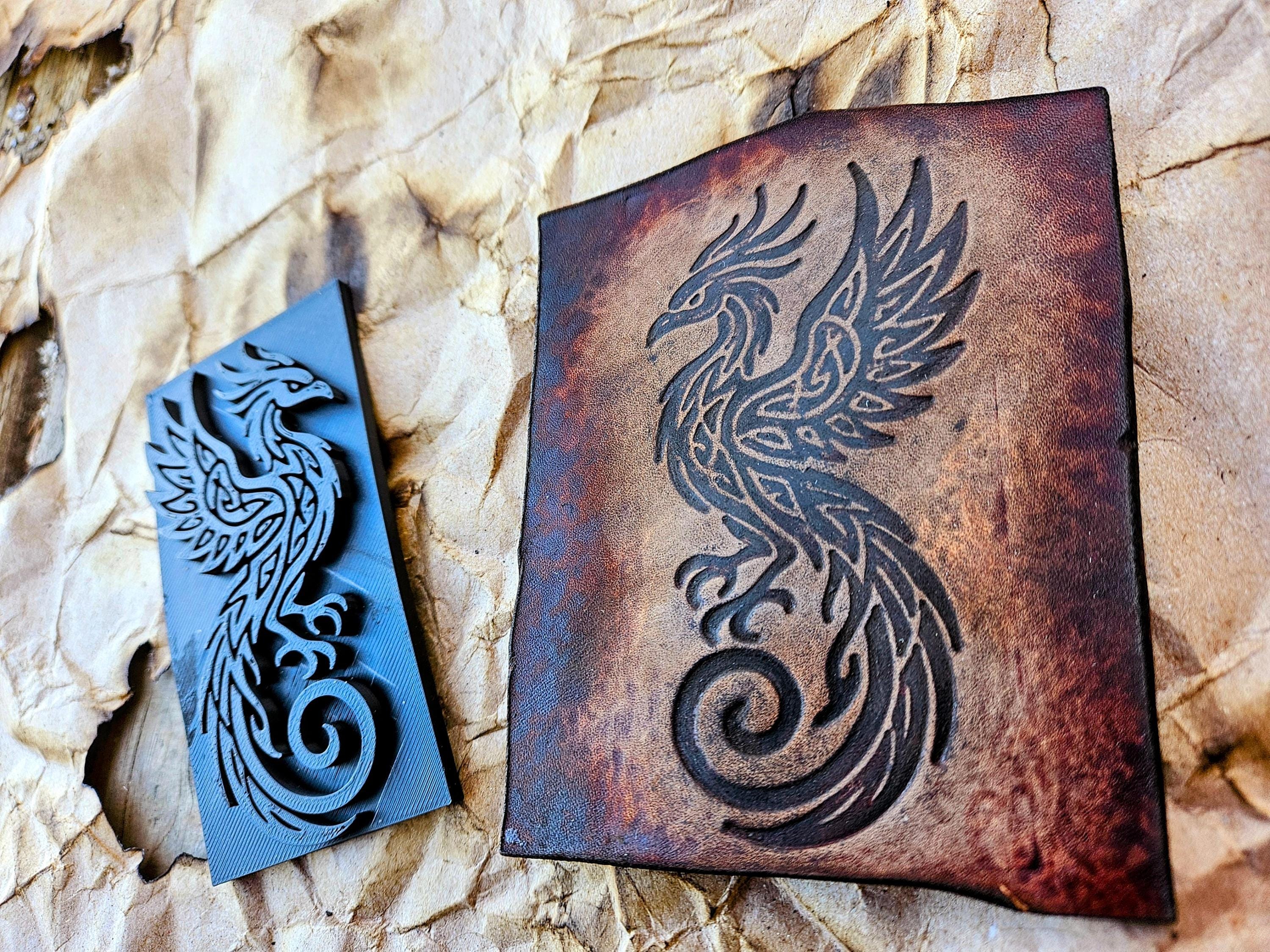 Celtic Phoenix Leather Stamp – Viking Knotwork Firebird Tool