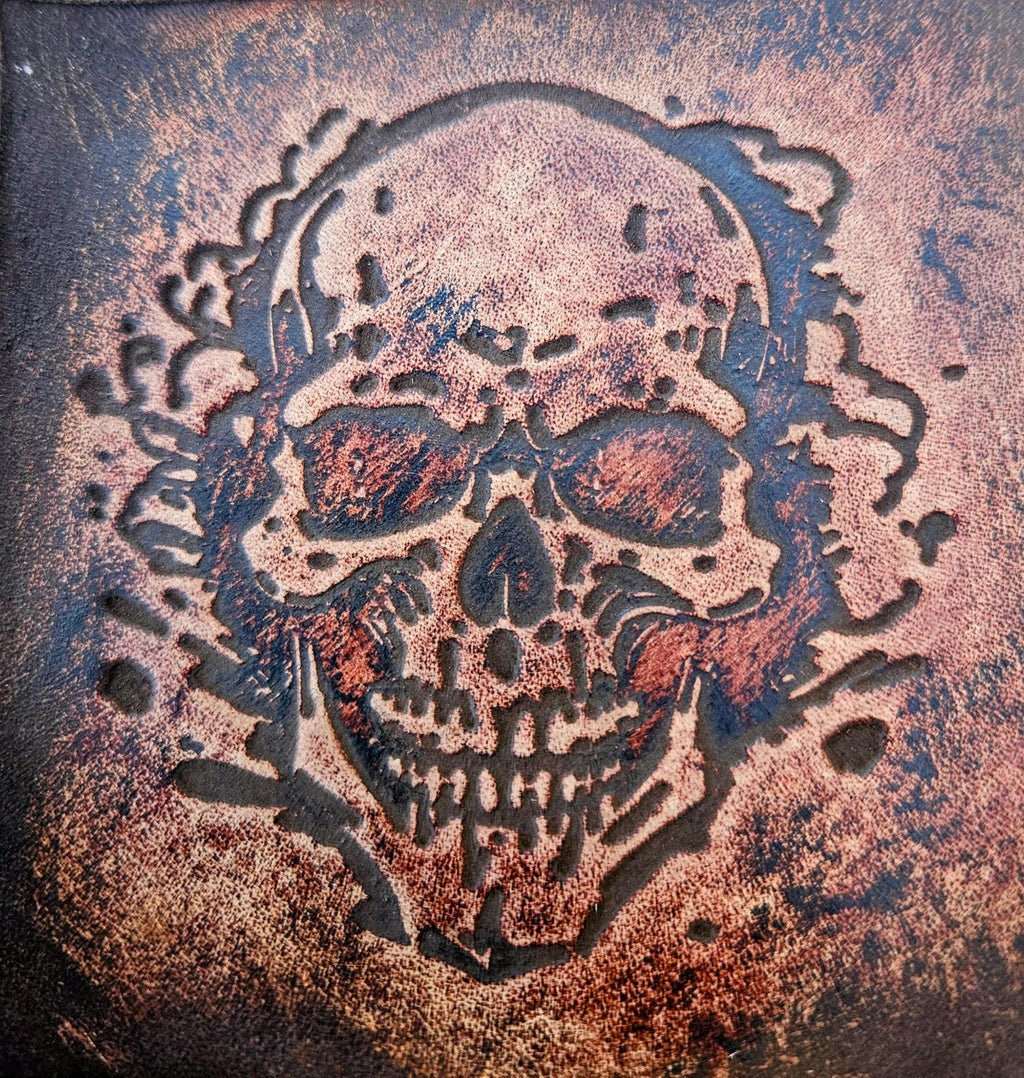Skull Leather Stamp – Embossing Tool for Leathercraft, Ceramics, Soap Making