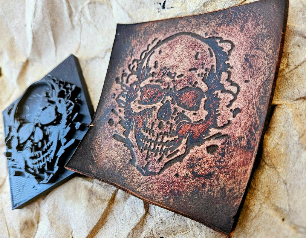 Skull Leather Stamp – Embossing Tool for Leathercraft, Ceramics, Soap Making
