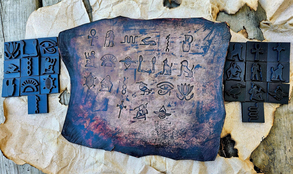 Egyptian Hieroglyphic Leather Stamp Set – Vault of the Pharaoh