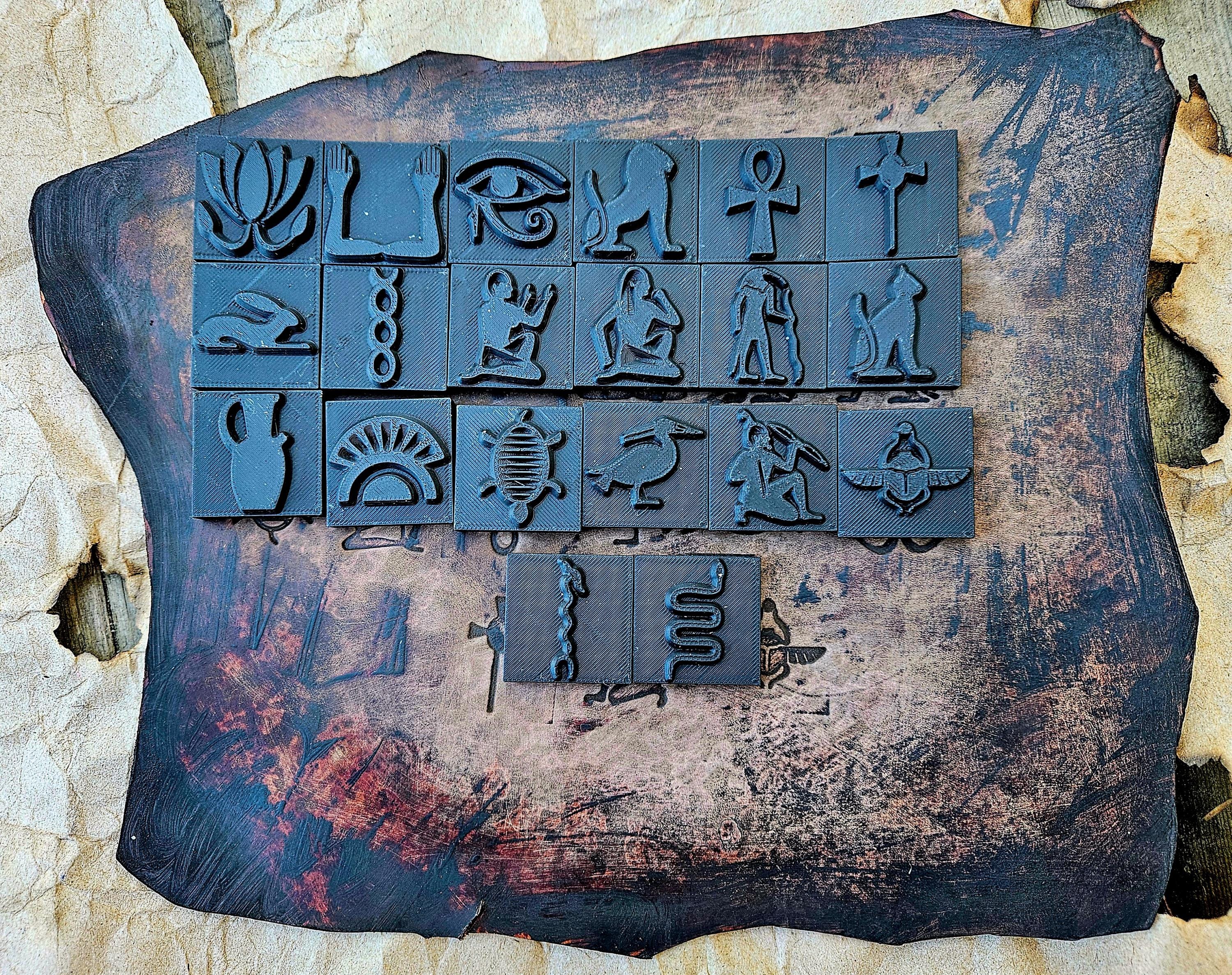 Egyptian Hieroglyphic Leather Stamp Set – Vault of the Pharaoh