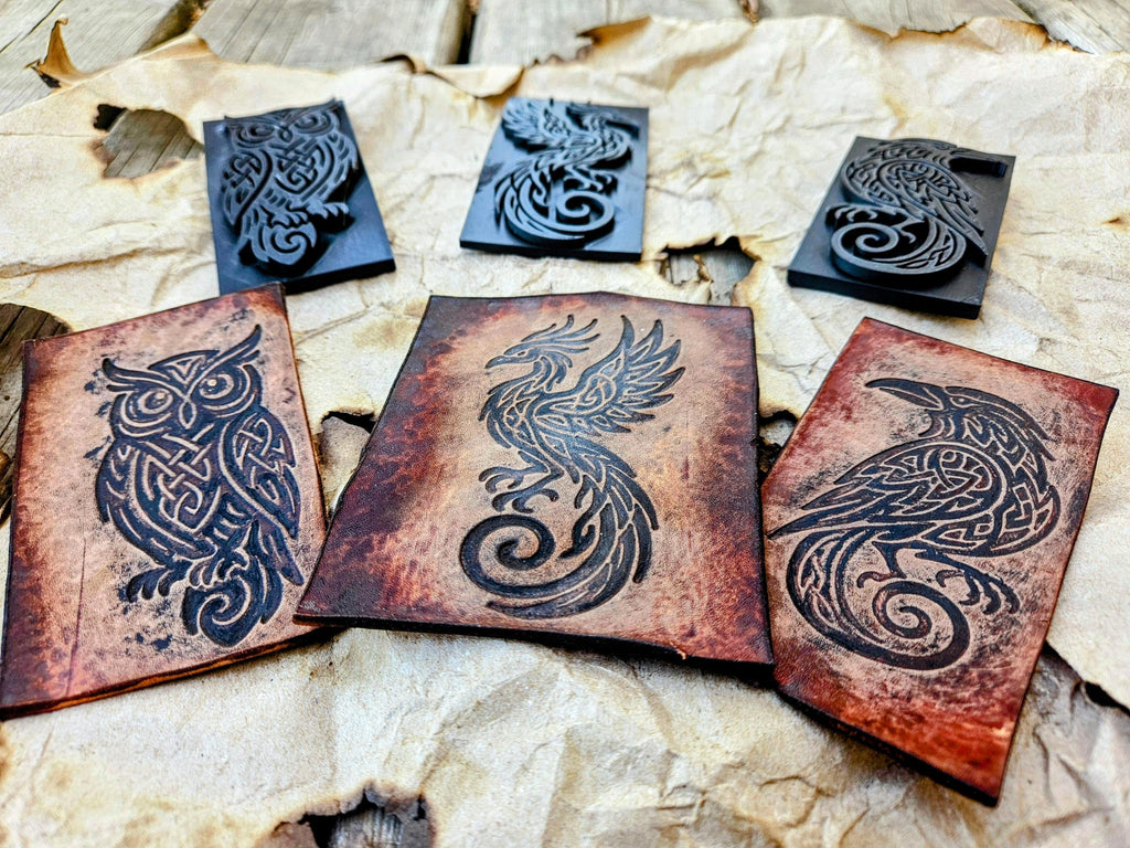 Celtic Mythic Bird Leather Stamp Set – Knotwork Tooling for Leathercraft