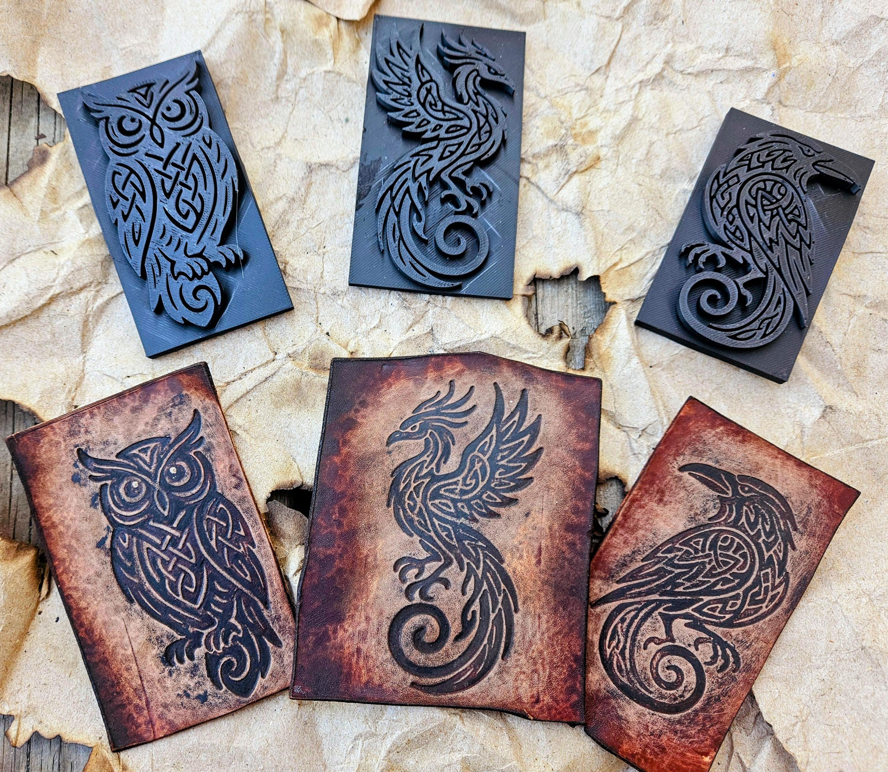 Celtic Bird Leather Stamp Set – Knotwork Embossing Tool (3 Sizes)