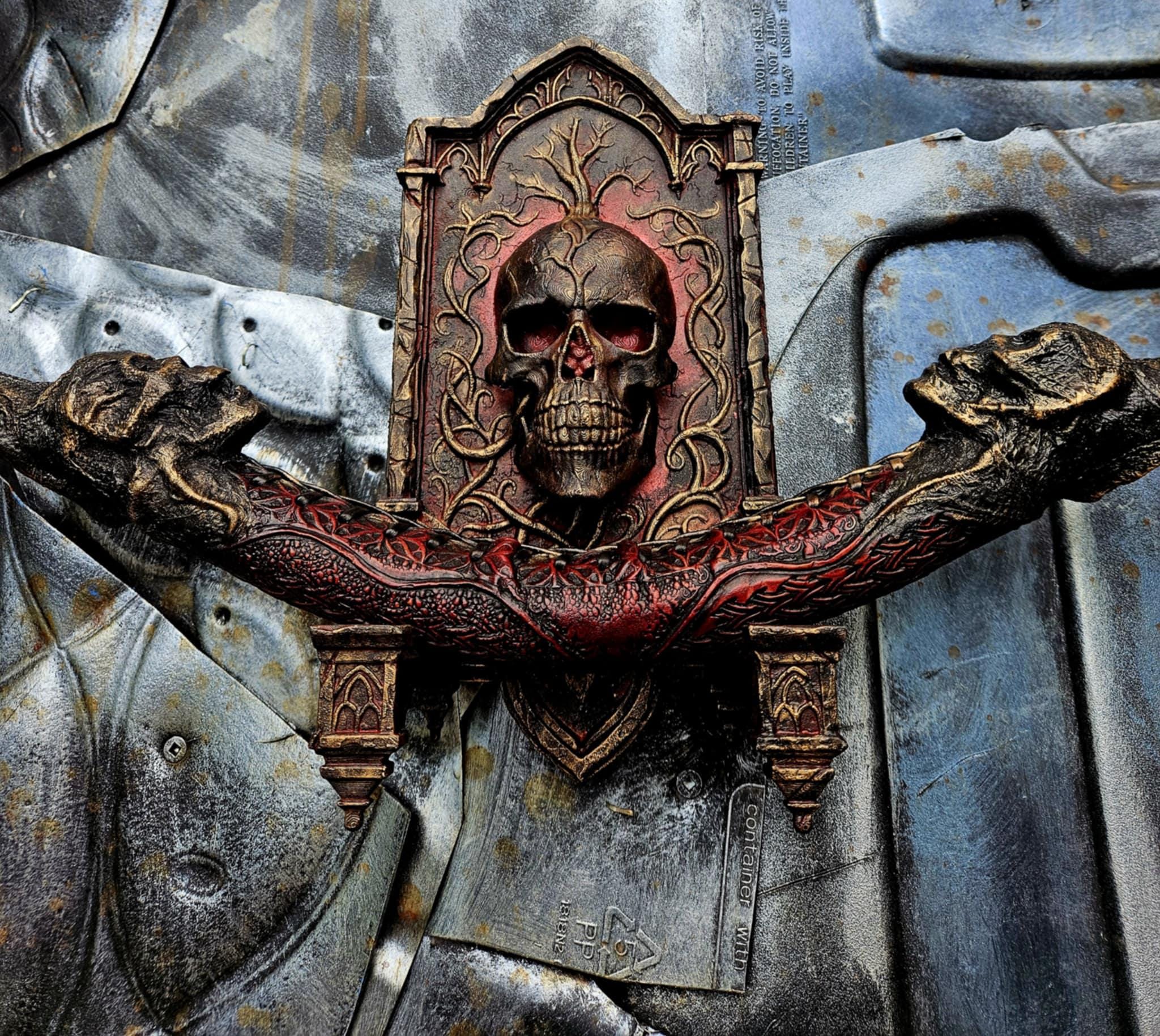 Hopes End Gothic Skull Wall Mount – Archery Bow Holder