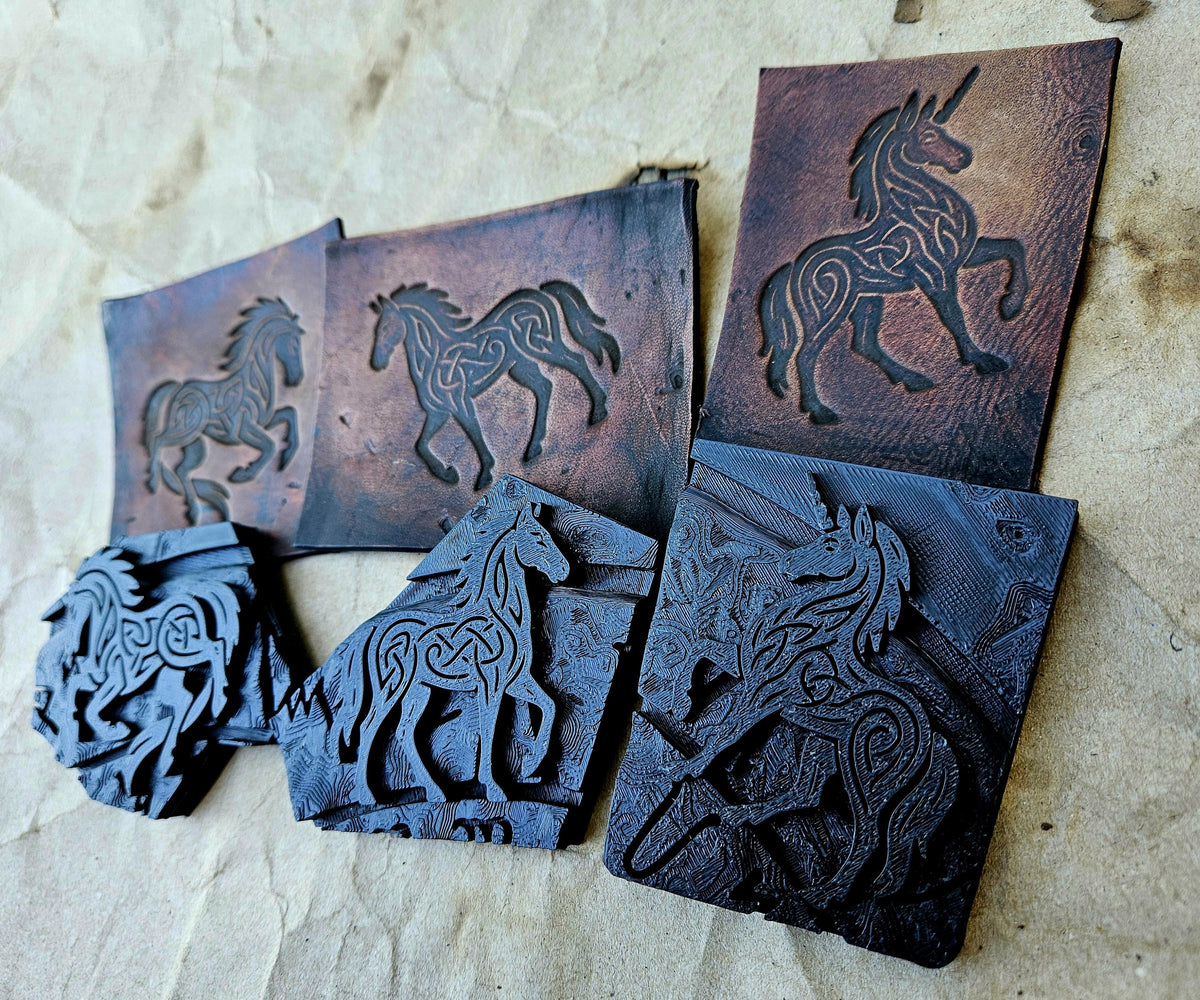 Celtic Horse + Unicorn Stamp Set | Leather Clay Press | Summoning Puzzle Collection