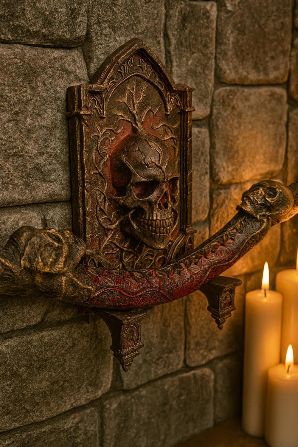 Hopes End Gothic Skull Wall Mount – Archery Bow Holder