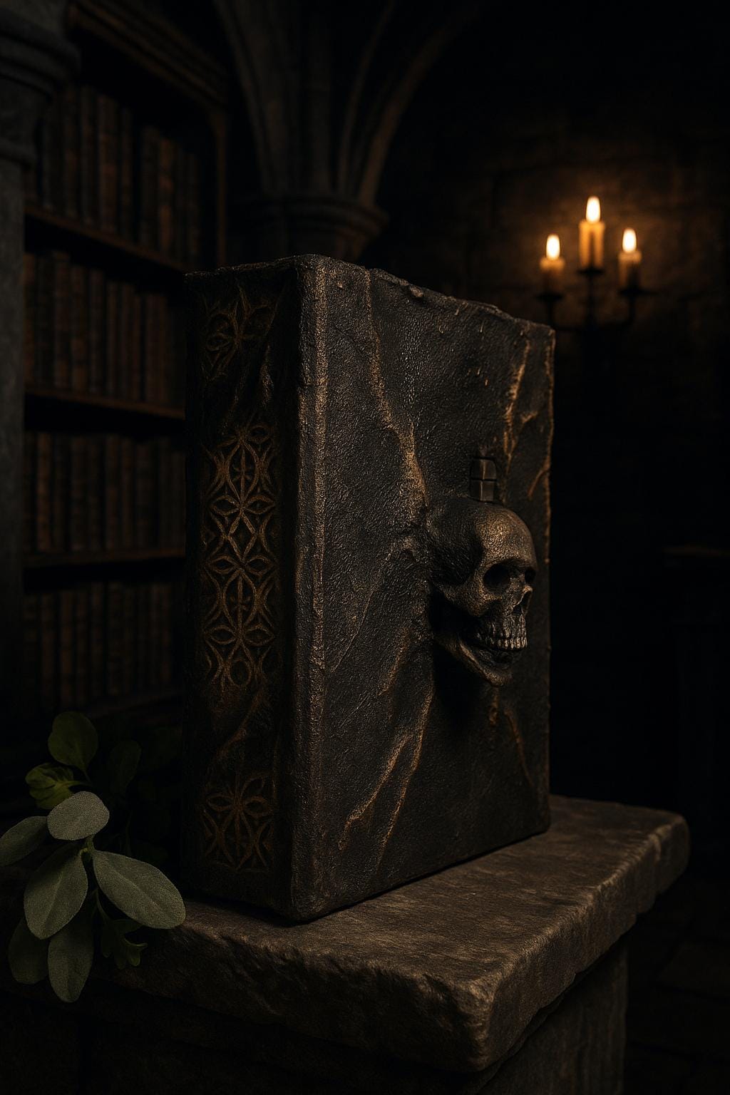 Necronomicon Book | Skull Cover, Gold Detailing, Handmade Horror Prop