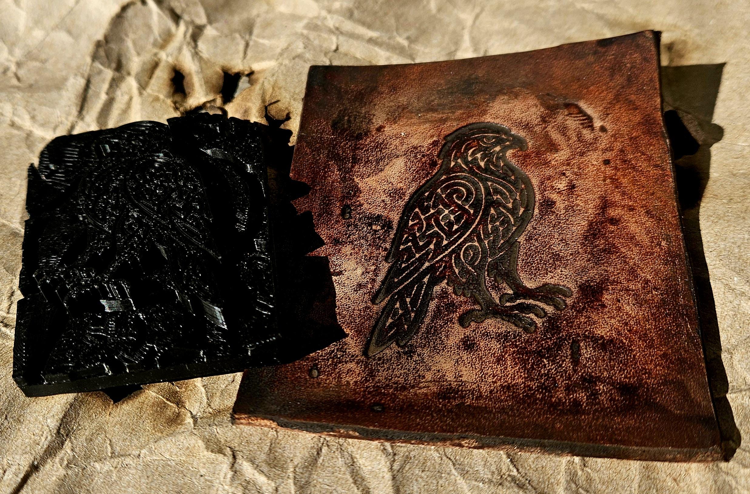Celtic Hawk Leather Stamp – Norse Knotwork Bird Design