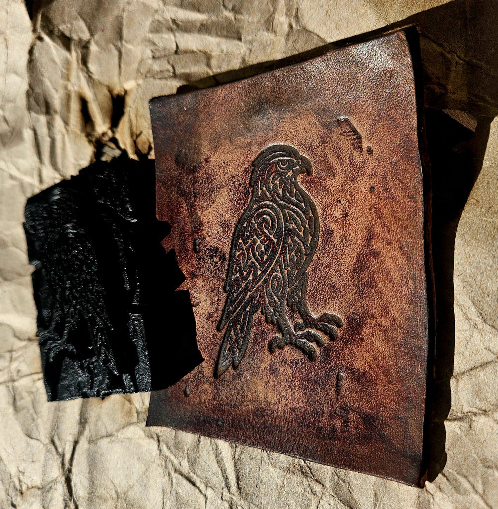 Celtic Hawk Leather Stamp – Norse Knotwork Bird Design