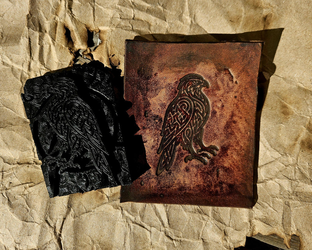 Celtic Hawk Leather Stamp – Norse Knotwork Bird Design