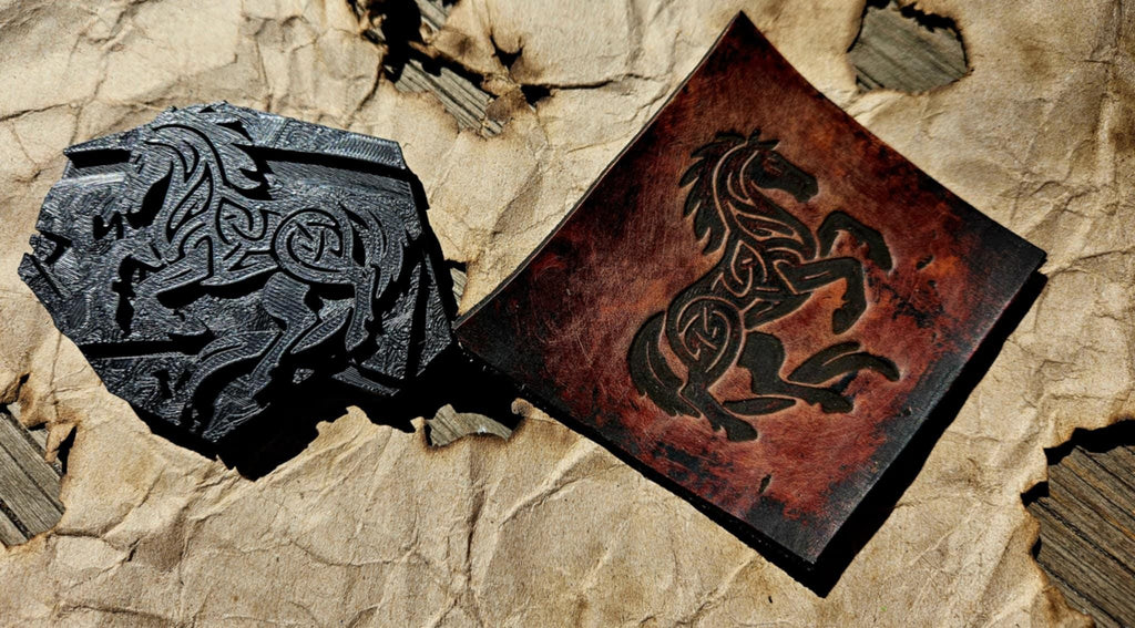 Celtic Knotwork Galloping Horse Leather Stamp – Norse Tooling Design