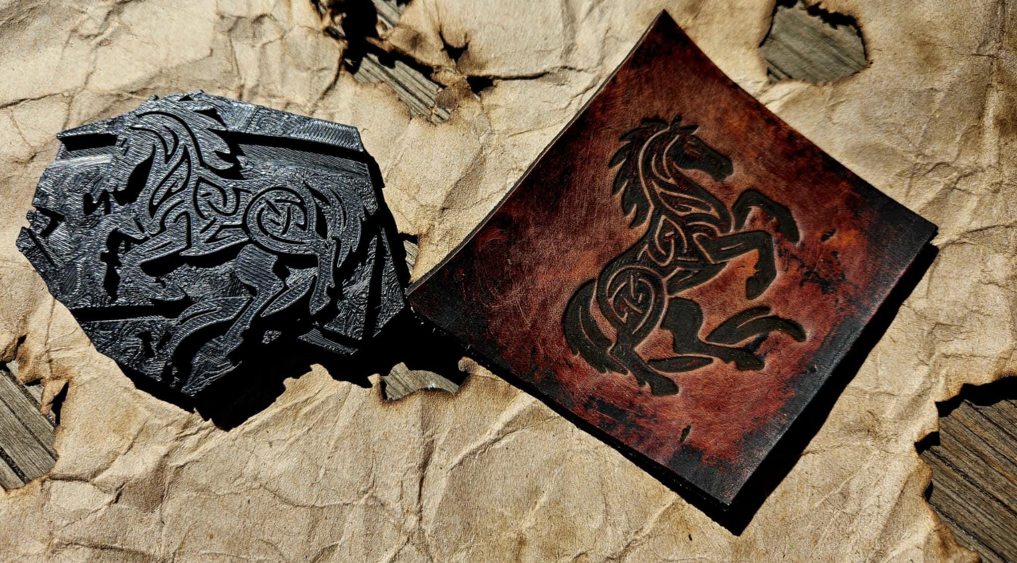 Celtic Knotwork Galloping Horse Leather Stamp – Norse Tooling Design