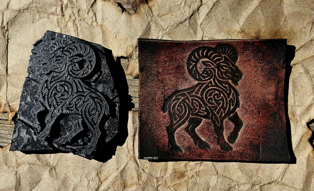 Celtic Ram Leather Stamp – Viking Knotwork Tooling for Leathercraft