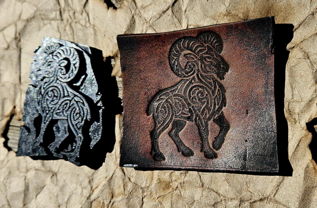 Celtic Ram Leather Stamp – Viking Knotwork Tooling for Leathercraft