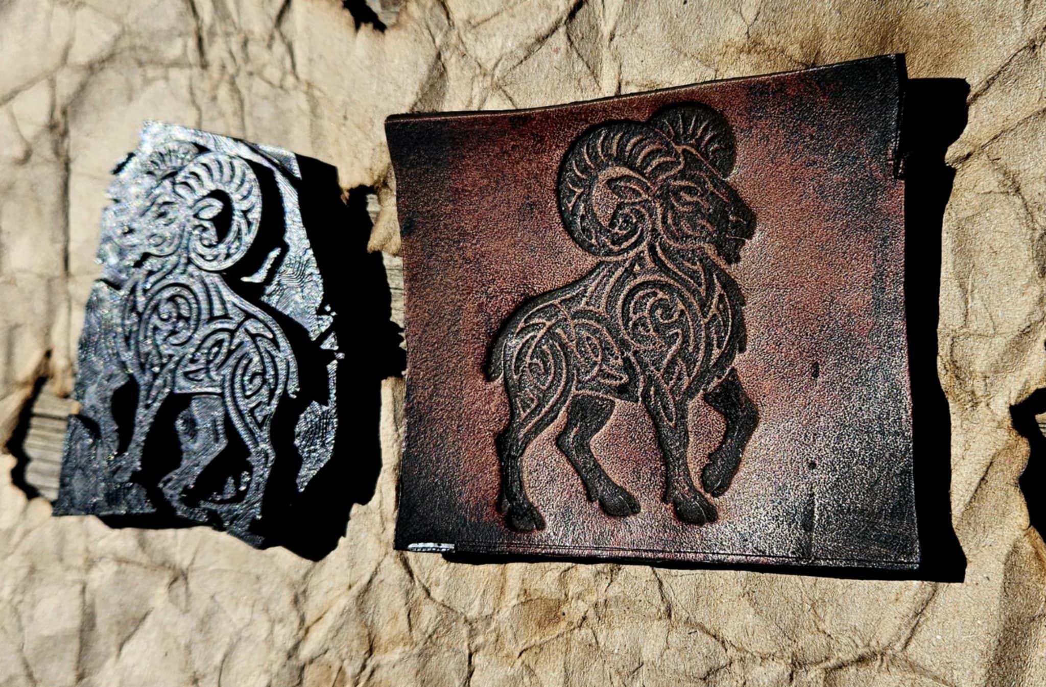 Celtic Ram Leather Stamp – Viking Knotwork Tooling for Leathercraft