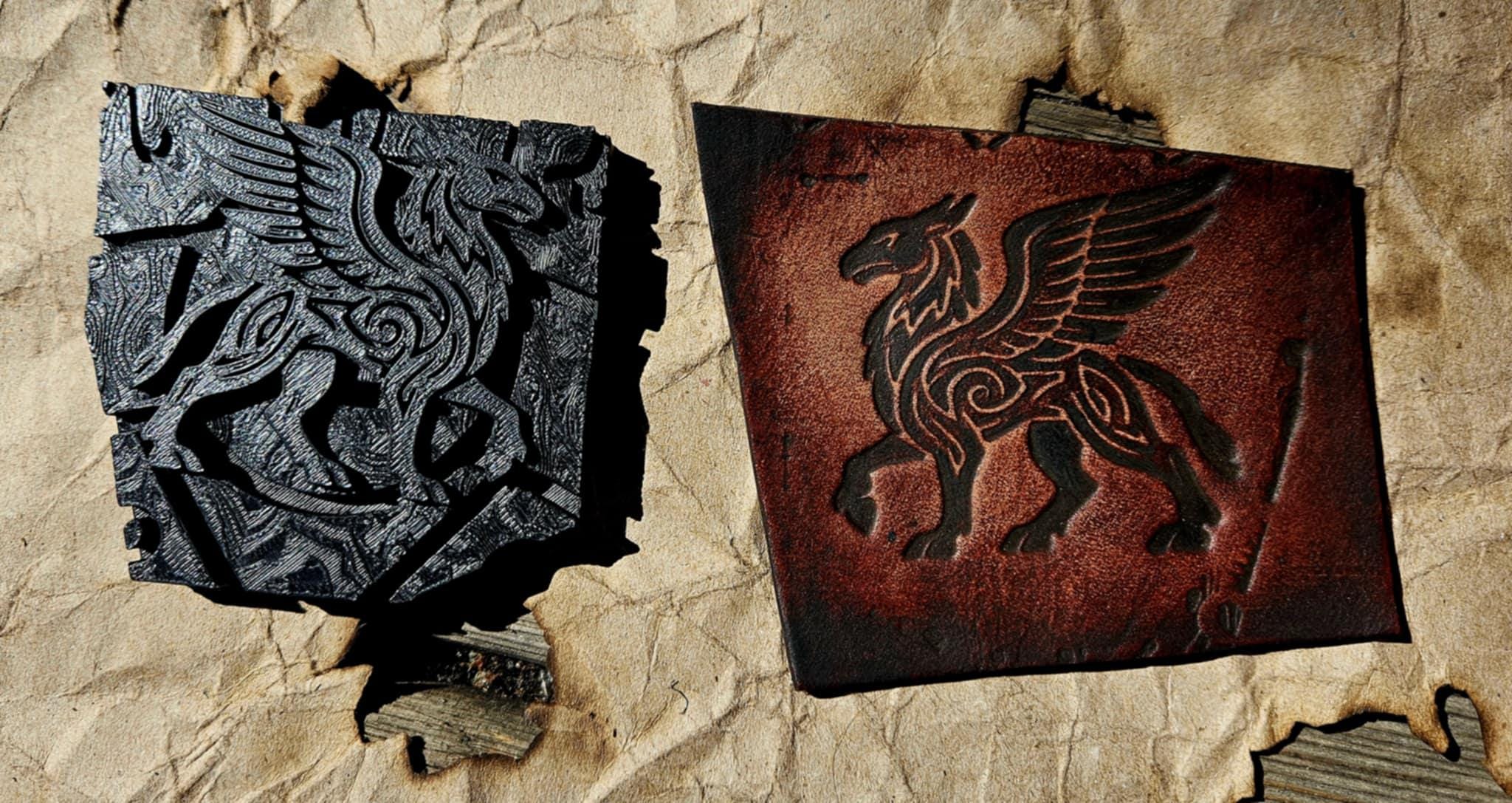 Celtic Griffin Leather Stamp – Norse Knotwork Tooling for Leathercraft & DnD