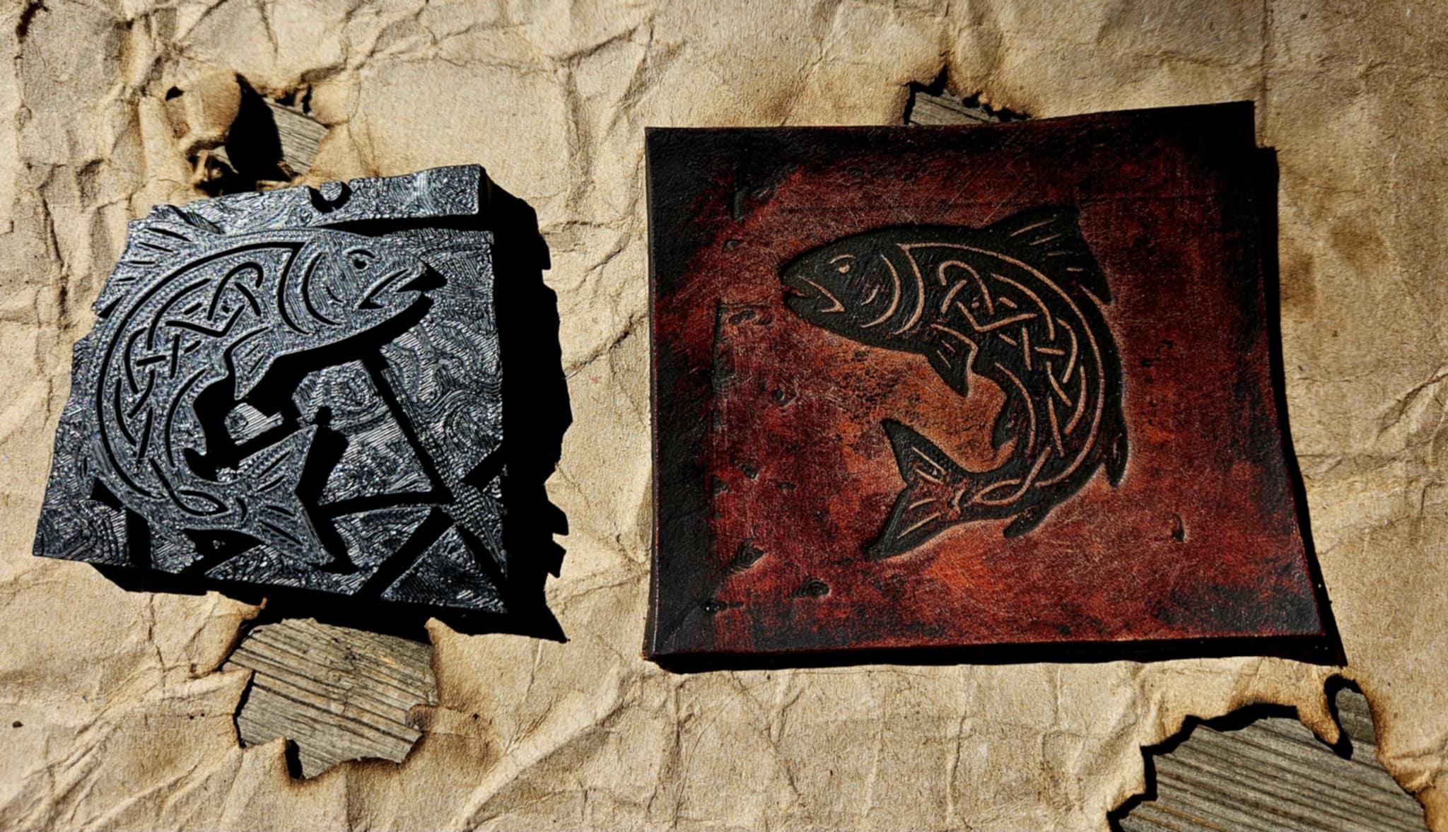 Celtic Knotwork Salmon Leather Stamp – Norse Tooling, Clay & DnD
