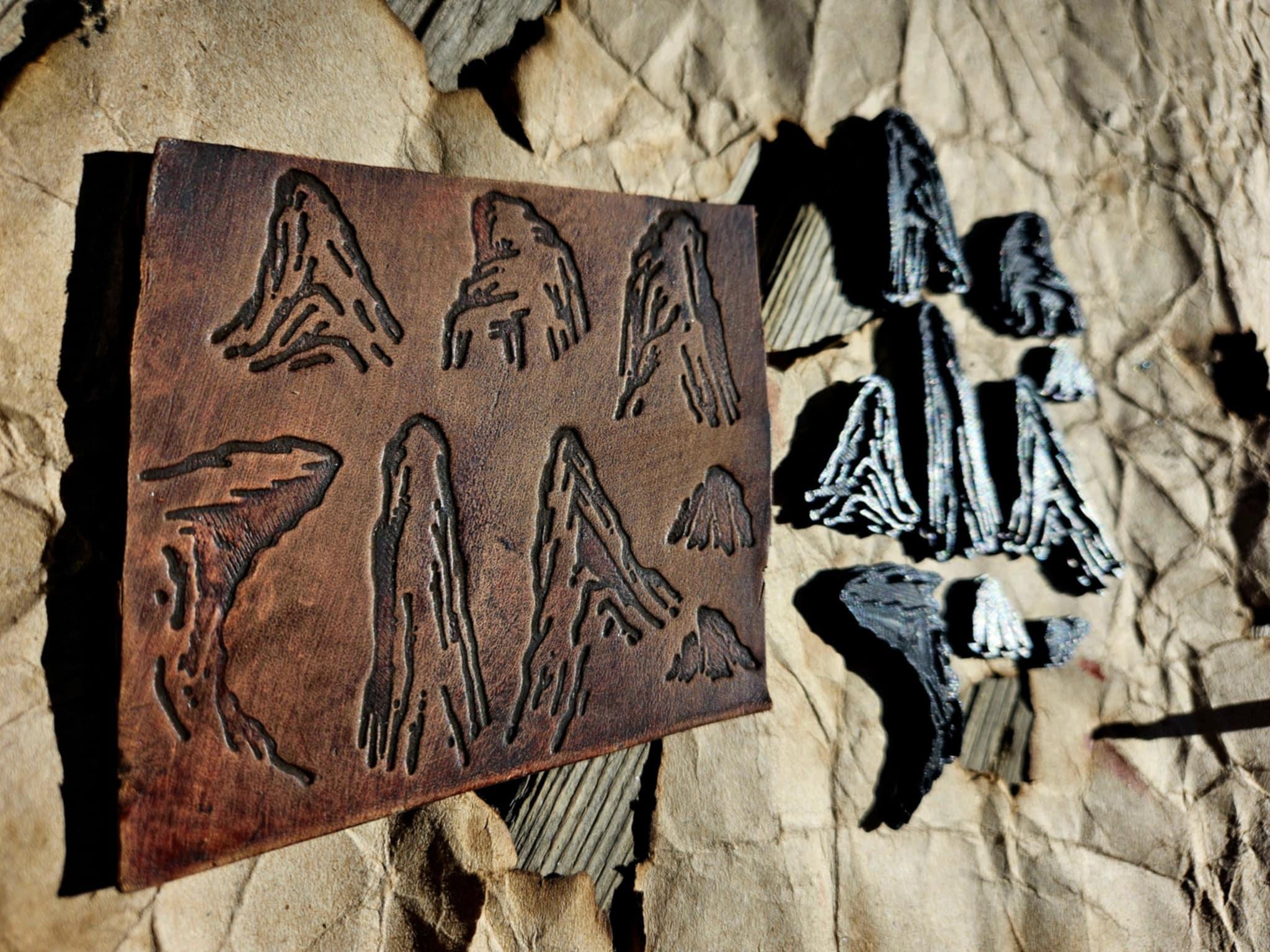 Japanese Mountain Stamp Set – 8 Modular Scenic Landscape Builder Stamps for Leather, Clay, and Crafting