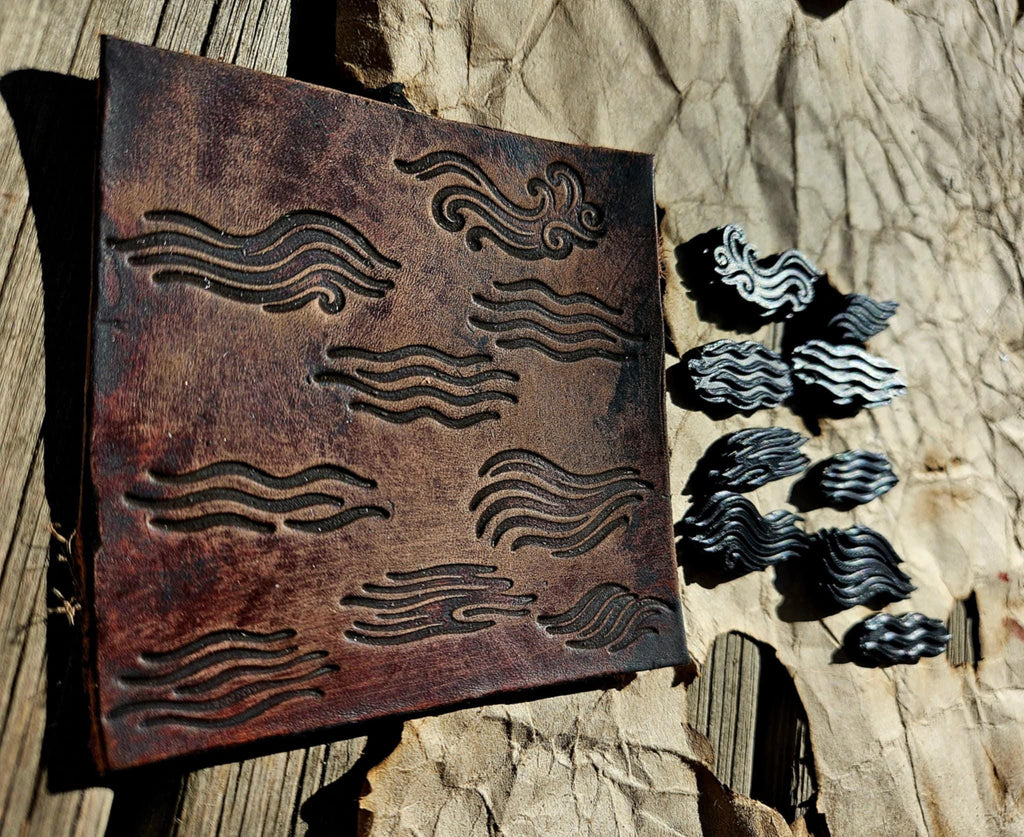 Japanese Flow & Current Stamp Set – 8 Modular Debossing Stamps for Leather, Clay, and Crafting