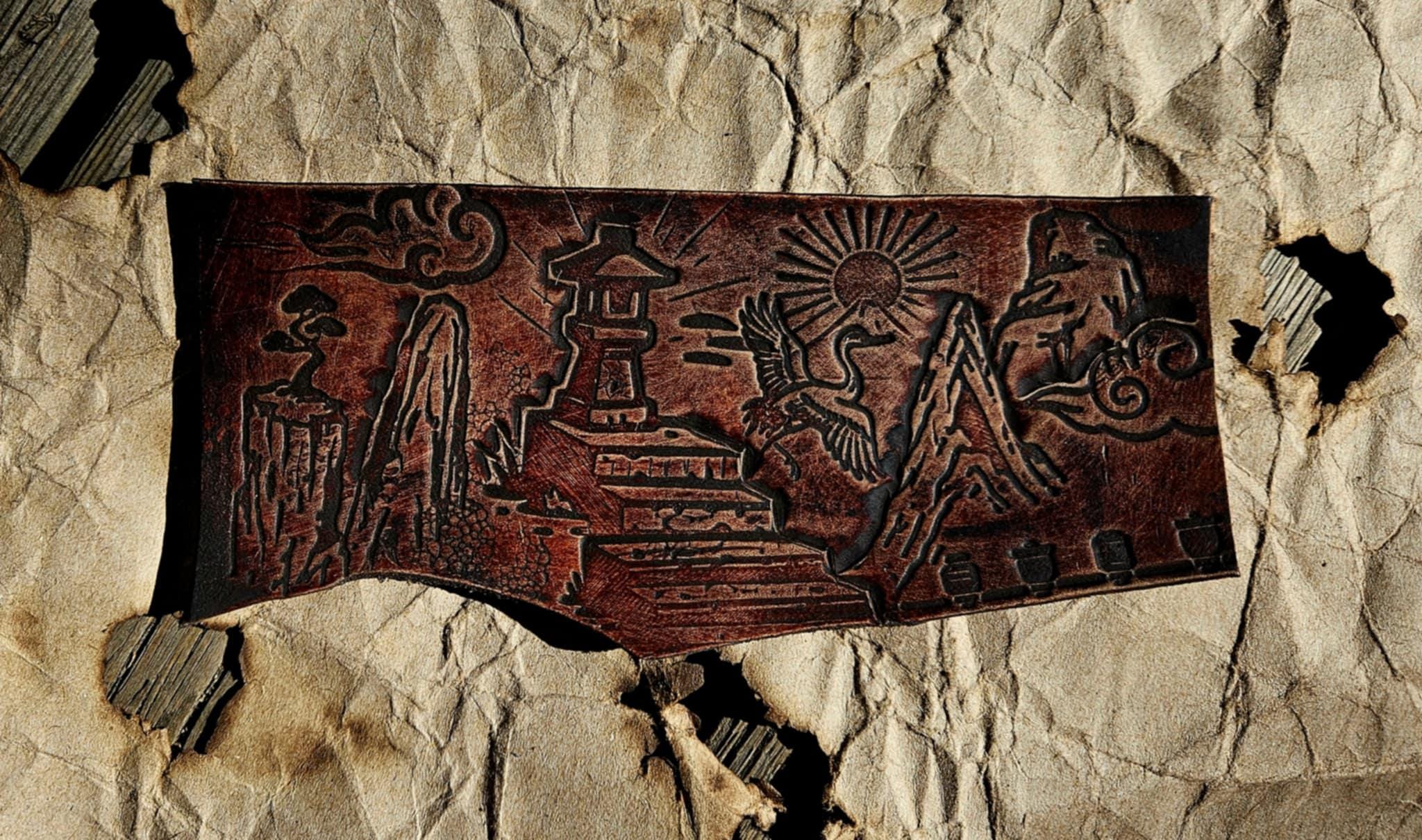 Japanese Flow & Current Stamp Set – 8 Modular Debossing Stamps for Leather, Clay, and Crafting