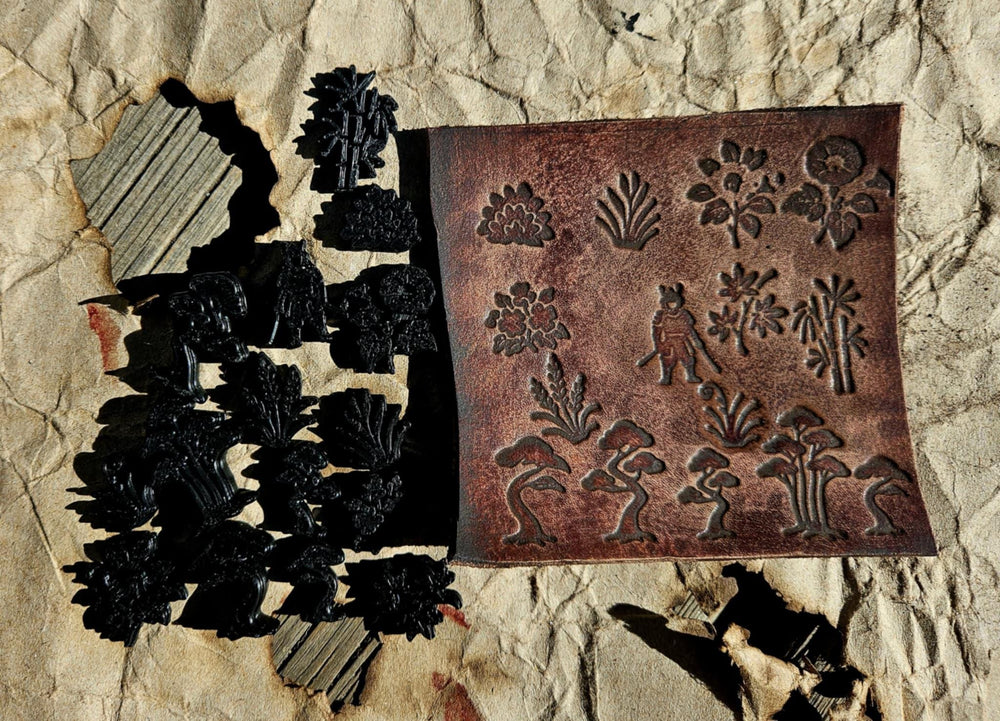 Plant & Samurai Stamp Set – Leather and Clay Debossing Tools (Echo of the East)