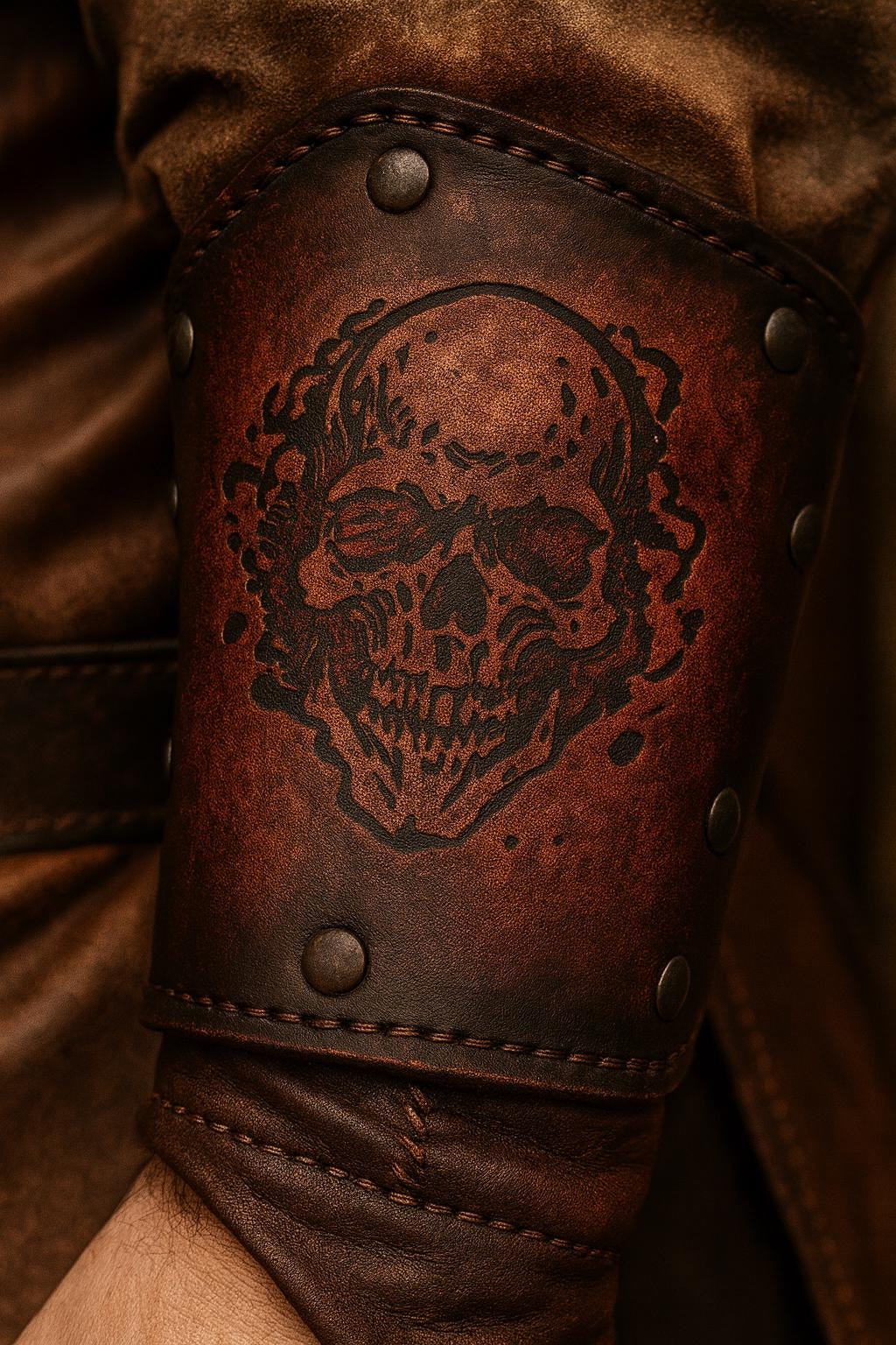 Skull Leather Stamp – Embossing Tool for Leathercraft, Ceramics, Soap Making