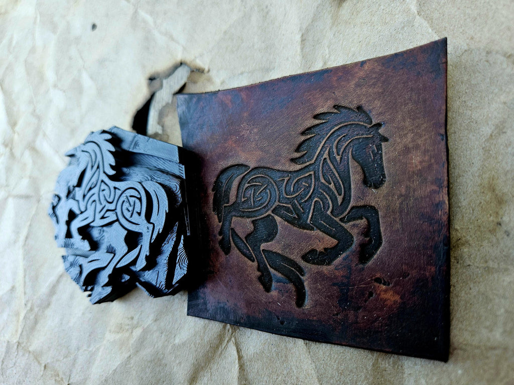 Celtic Horse Stamp | Knotwork Relic Tooling Plate for Leather, Clay, Wax