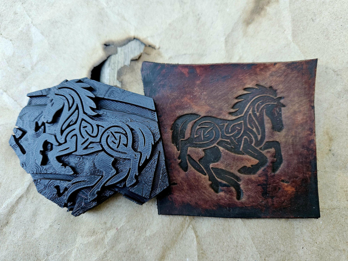 Celtic Horse Stamp | Knotwork Relic Tooling Plate for Leather, Clay, Wax