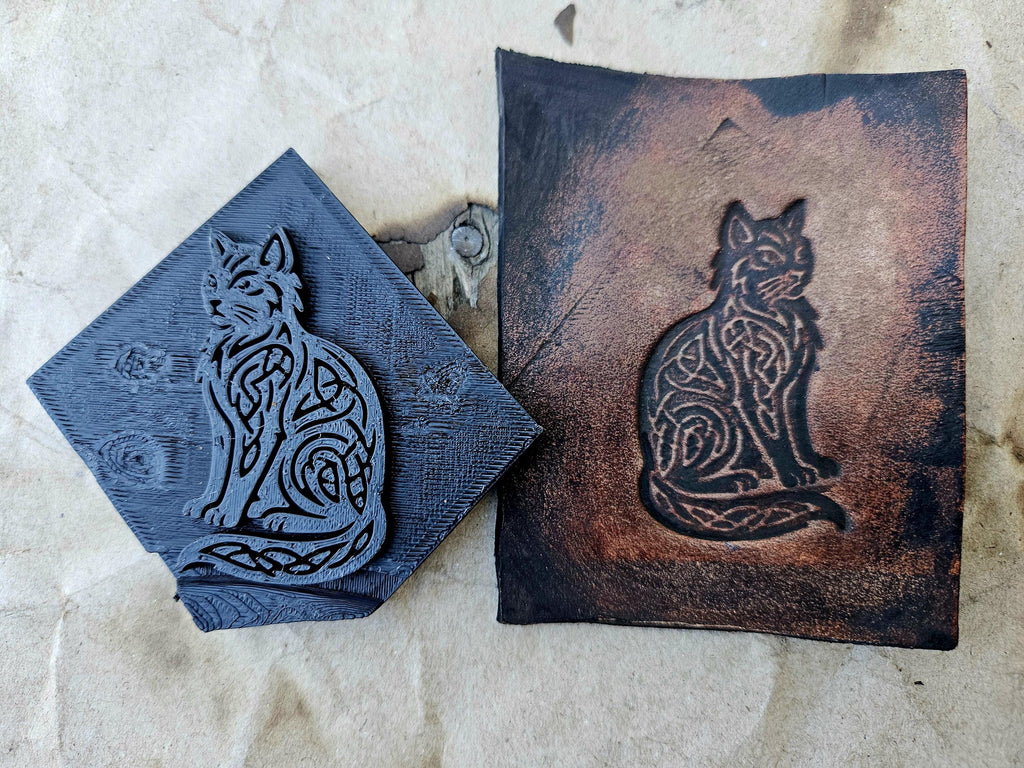 Celtic Cat Leather Stamp | Knotwork Artifact Tool