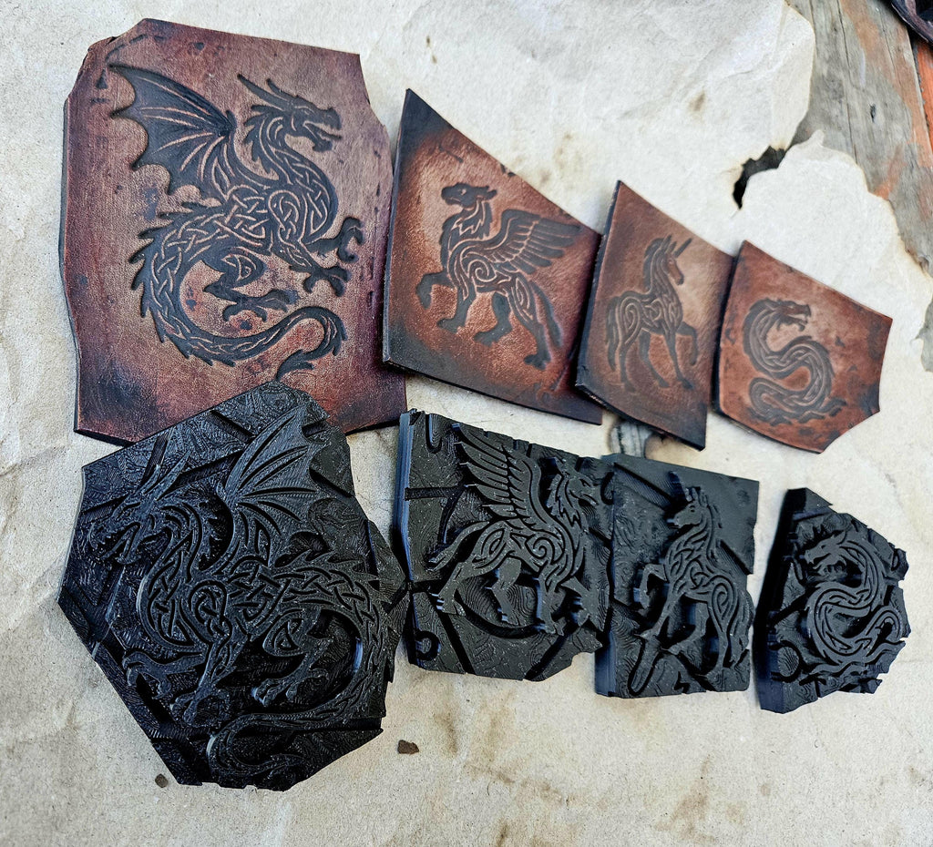 Celtic Dragon Leather Stamp | Knotwork Tooling for Clay, Wax