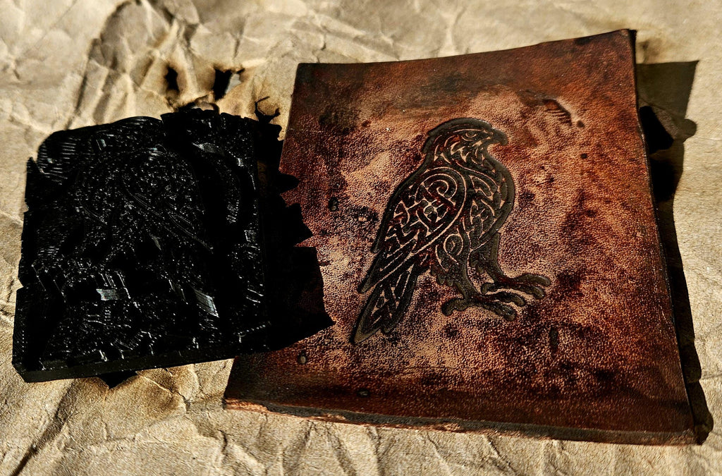 Celtic Hawk Leather Stamp – Norse Knotwork Bird Design