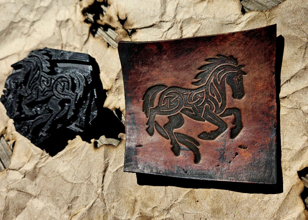 Celtic Knotwork Galloping Horse Leather Stamp – Norse Tooling Design
