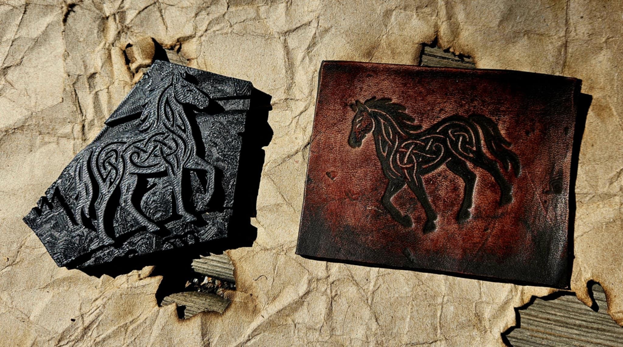 Celtic Horse Leather Stamp – Viking Knotwork, Tooling for Clay & DnD