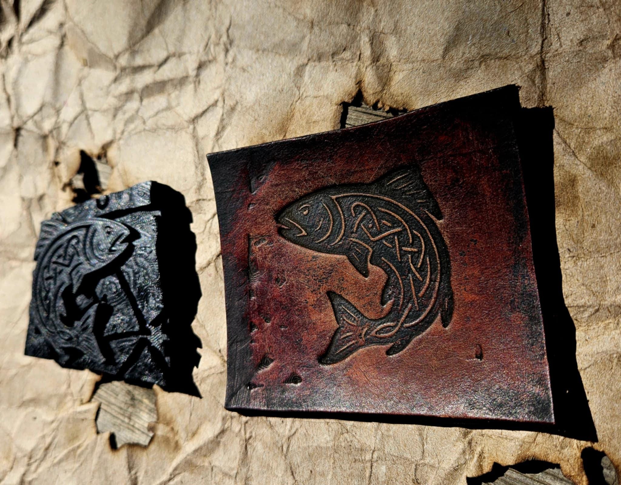 Celtic Knotwork Salmon Leather Stamp – Norse Tooling, Clay & DnD