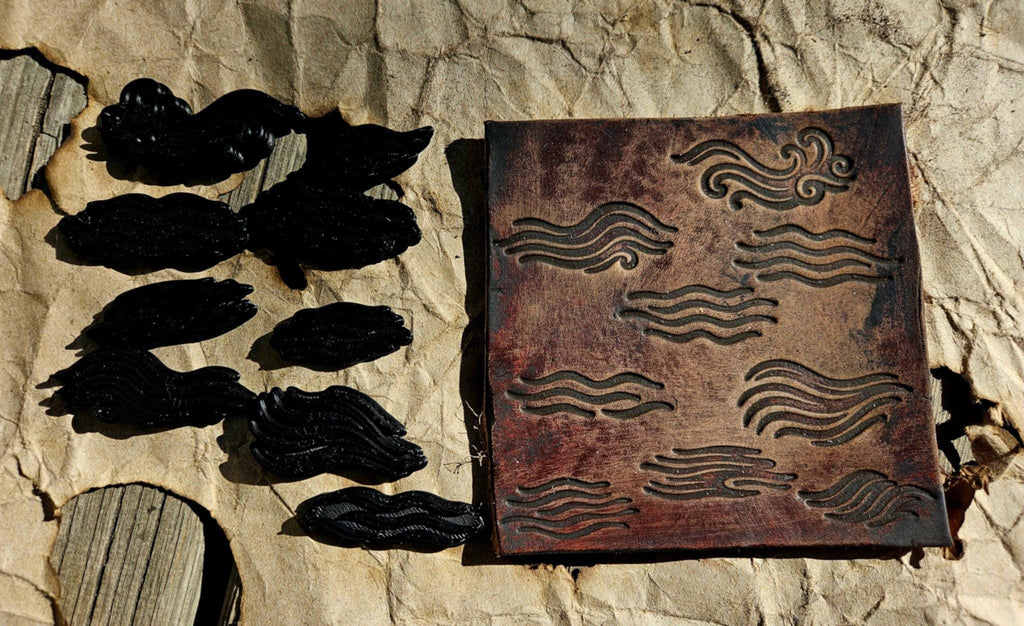 Japanese Flow & Current Stamp Set – 8 Modular Debossing Stamps for Leather, Clay, and Crafting