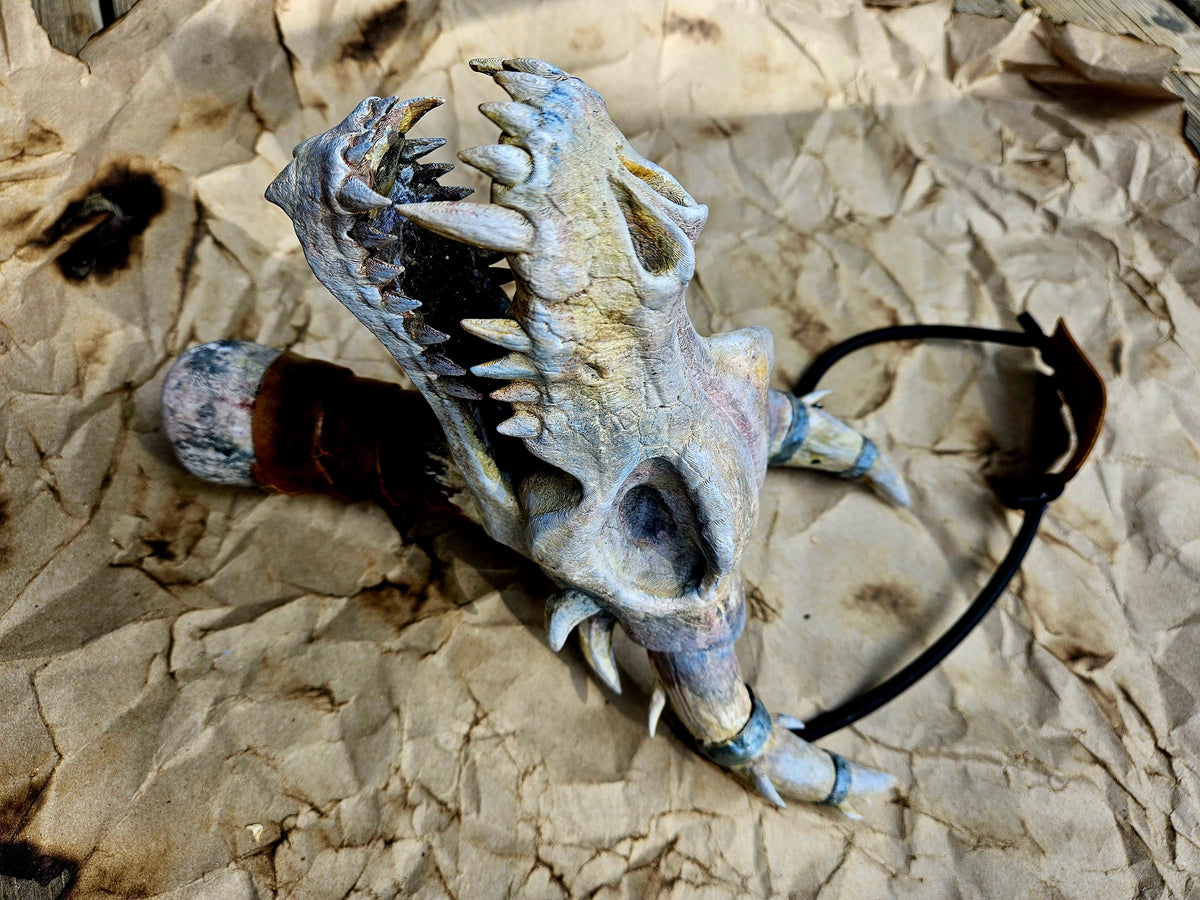 Dragon Skull Slingshot: Bone Howler - Functional Fantasy Relic