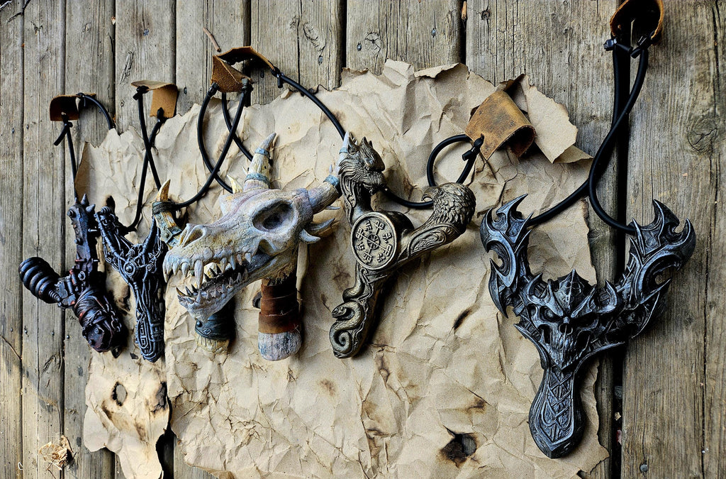 Dragon Skull Slingshot: Bone Howler - Functional Fantasy Relic