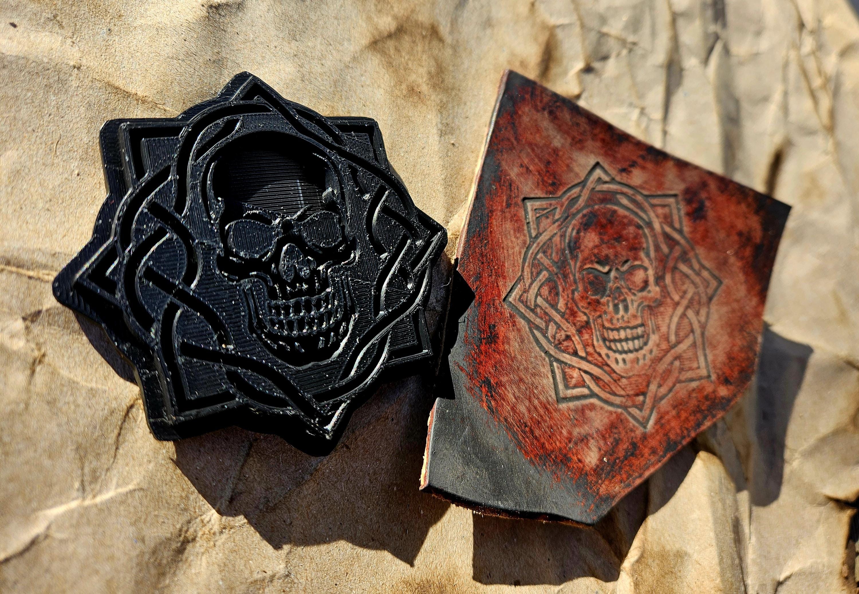 Skull Knot Stamp and Sculpture – Artisan Embossing Tool for Leather, Clay and Wax