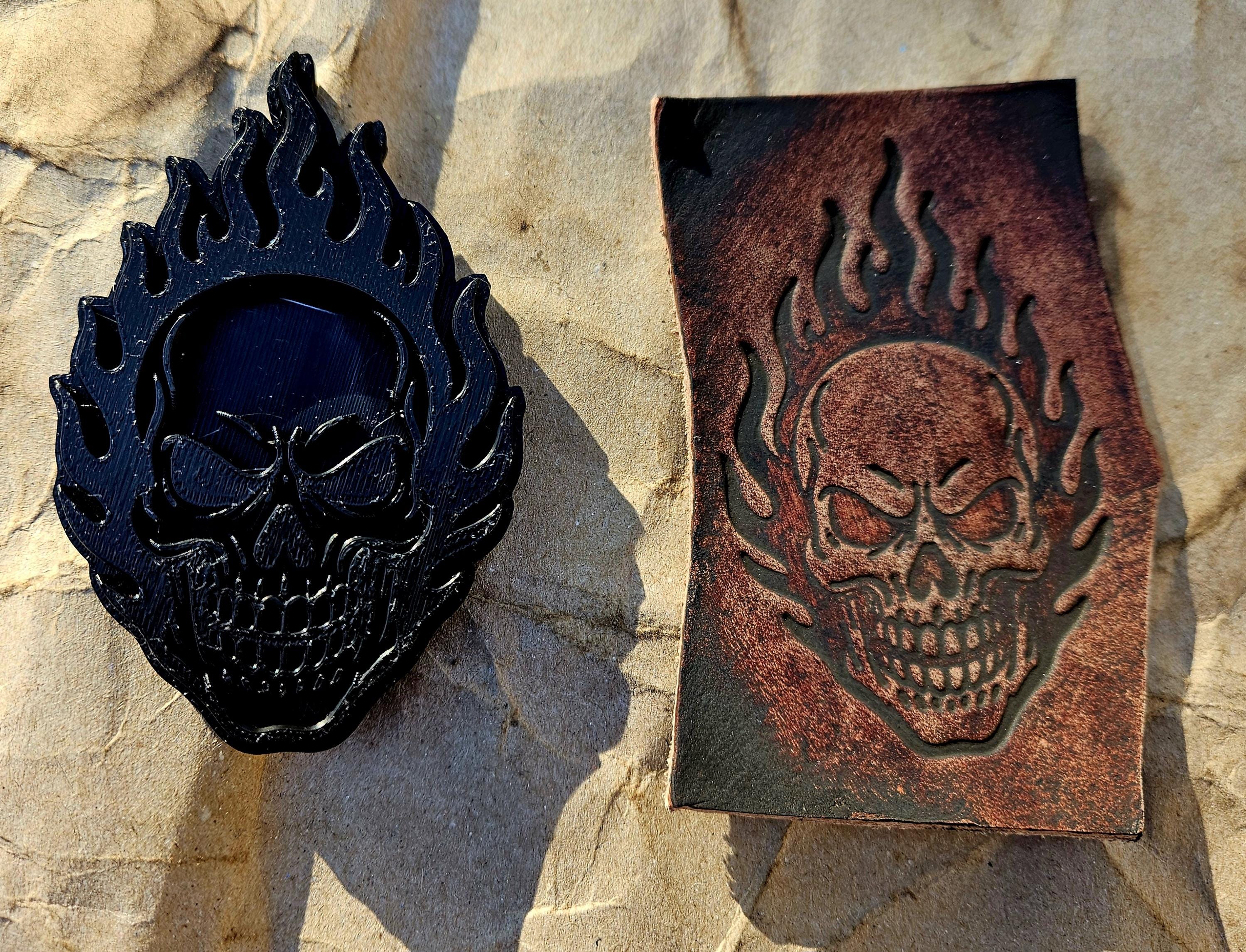 Flaming Skull Stamp and Sculpture – Embossing Tool for Leather, Clay and Wax