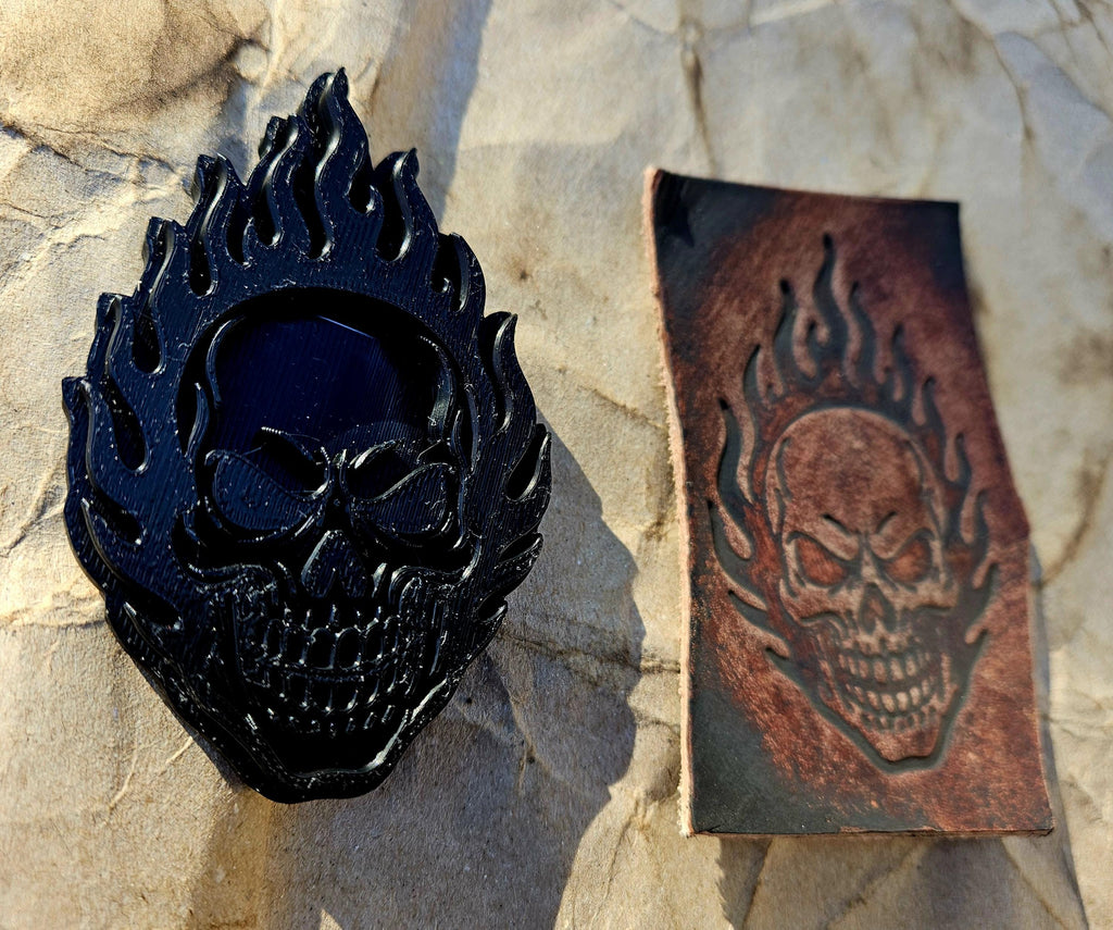 Flaming Skull Stamp and Sculpture – Embossing Tool for Leather, Clay and Wax