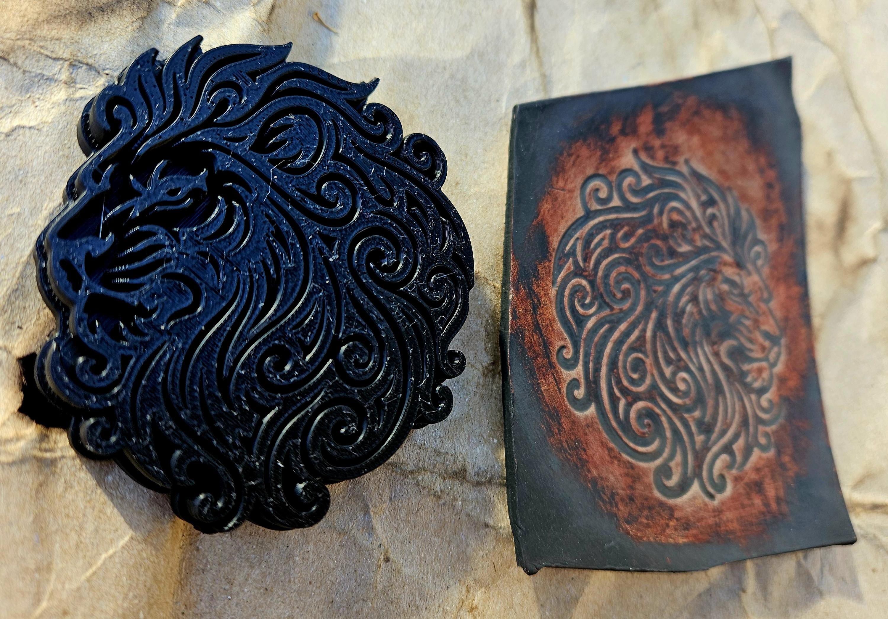 Lion Stamp and Sculpture – Artisan Embossing Tool for Leather, Clay and Wax