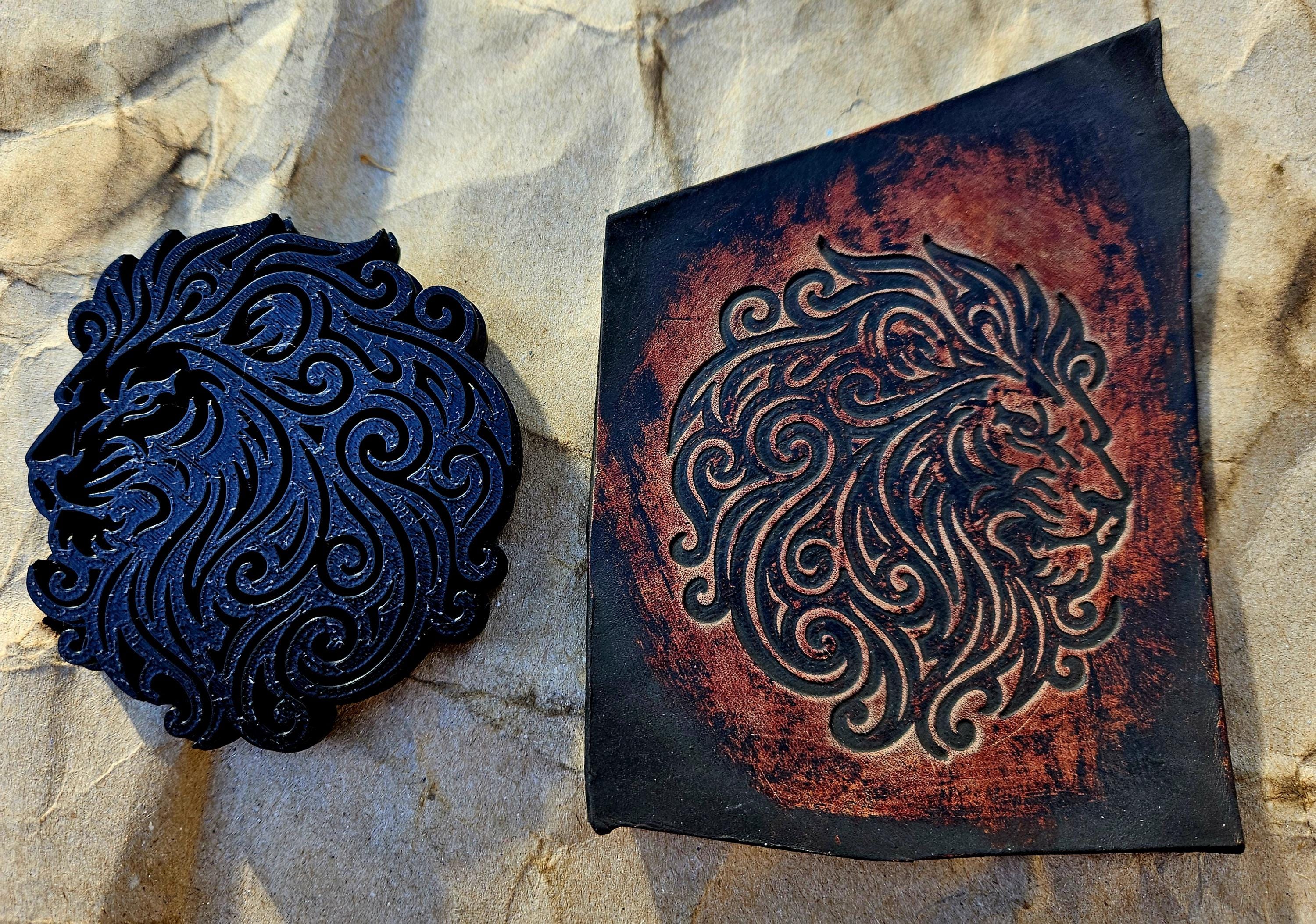 Lion Stamp and Sculpture – Artisan Embossing Tool for Leather, Clay and Wax