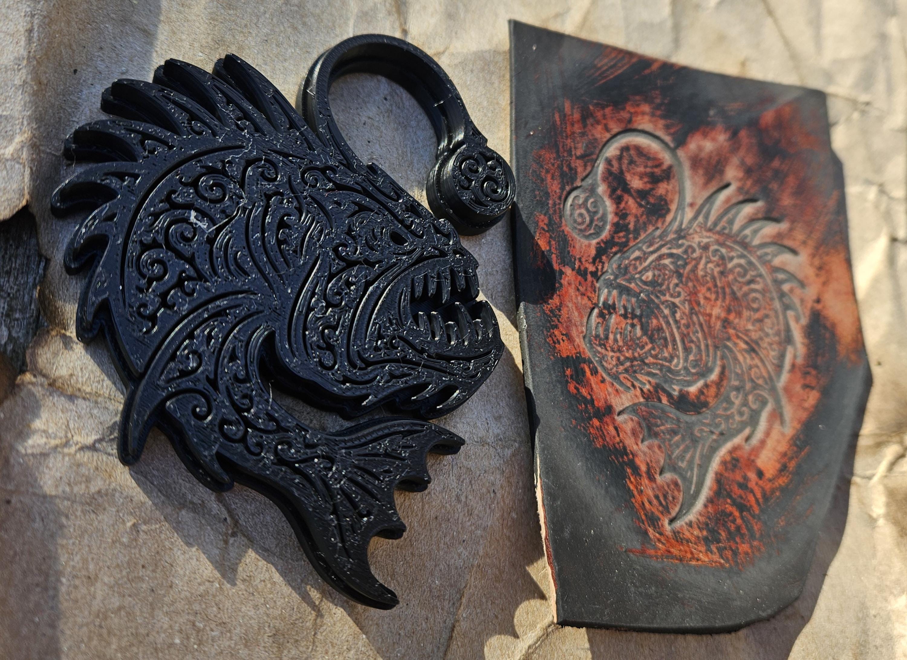 Abyssal Angler Stamp and Sculpture – Artisan Embossing Tool for Leather, Clay and Wax