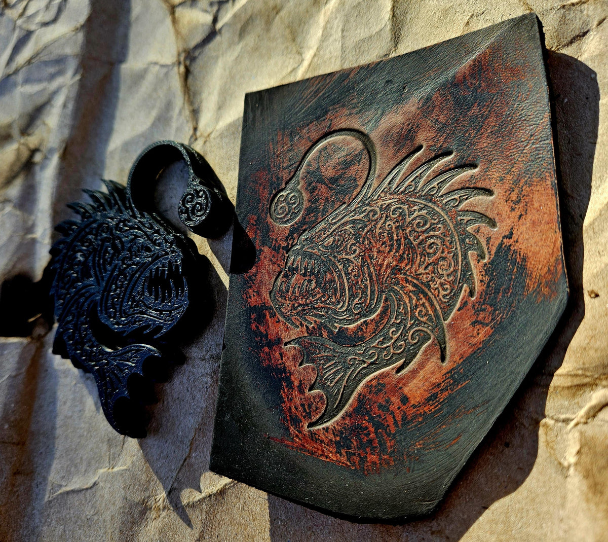 Abyssal Angler Stamp and Sculpture – Artisan Embossing Tool for Leather, Clay and Wax