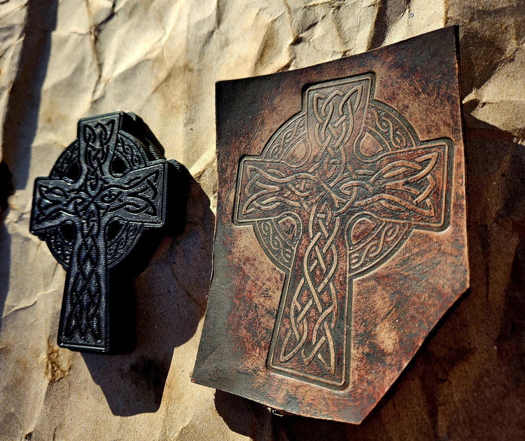 Celtic Cross Stamp and Sculpture – Artisan Embossing Tool for Leather, Clay and Wax