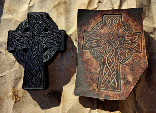 Celtic Cross Stamp and Sculpture – Artisan Embossing Tool for Leather, Clay and Wax