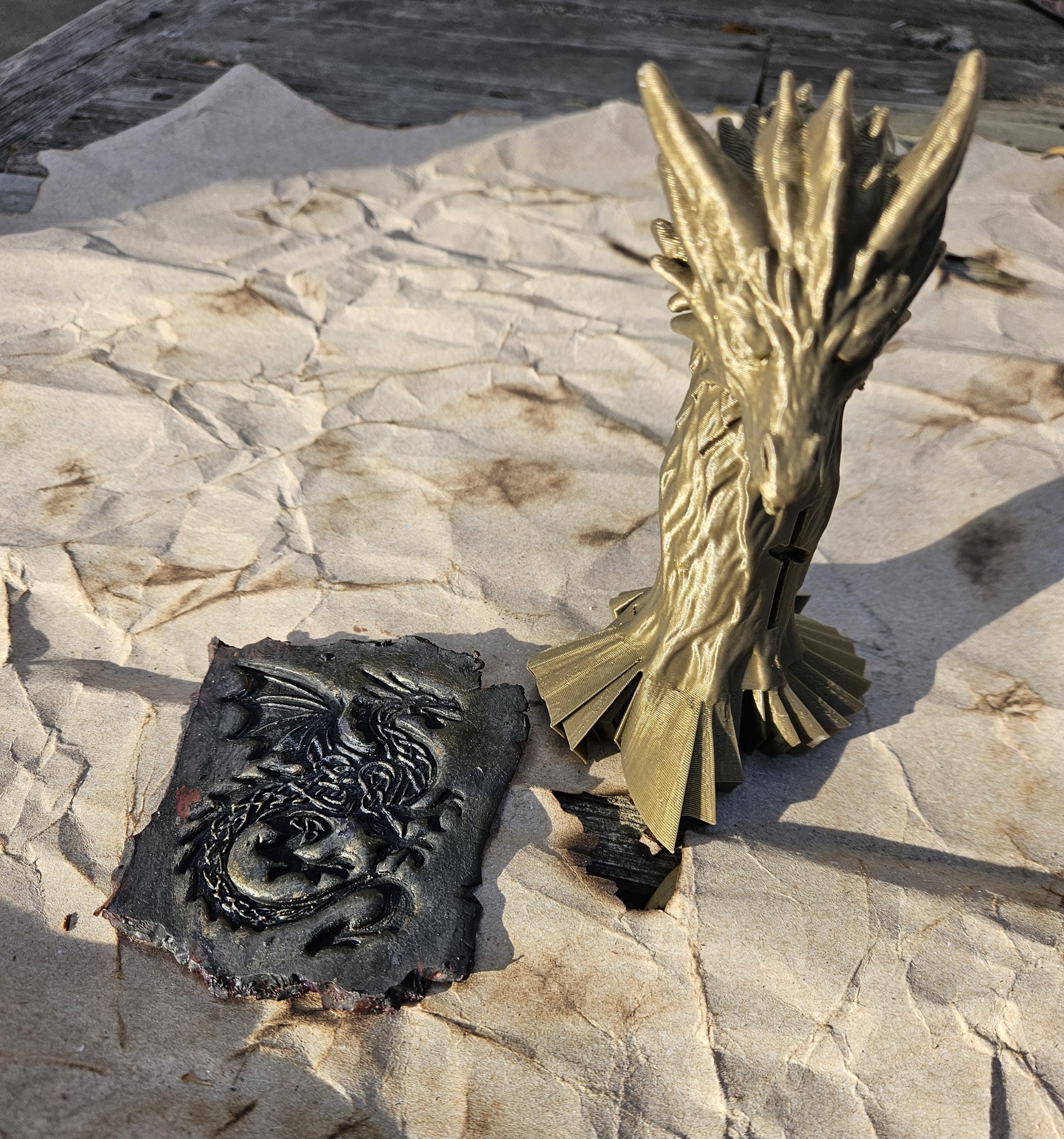 Dragon-Handled Clay Stamp — Full-Strength Artisan Tool for Clay, Wax, and Soap